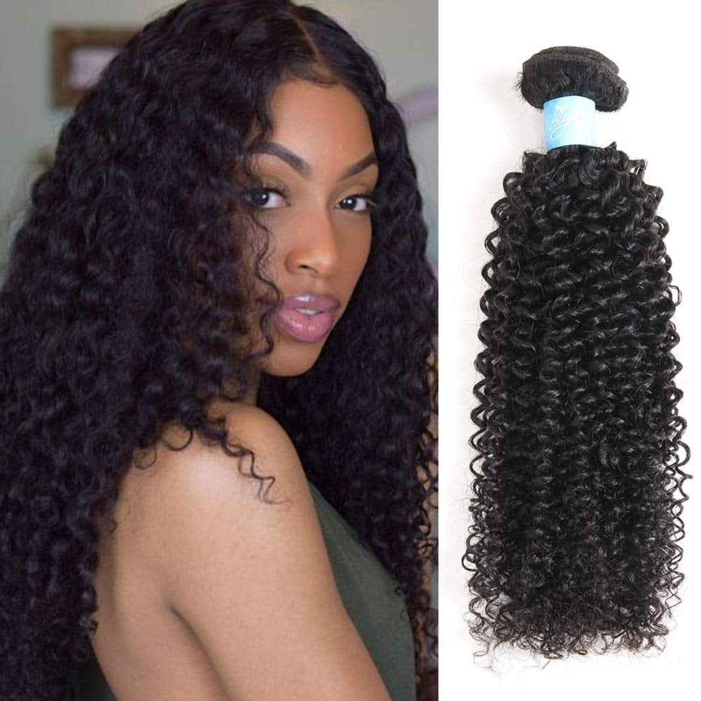 7A Mongolian Kinky Curly Human Hair Bundles 18/20/22 Inch Unprocessed Hair Weave Weft for Black Women Natural Color