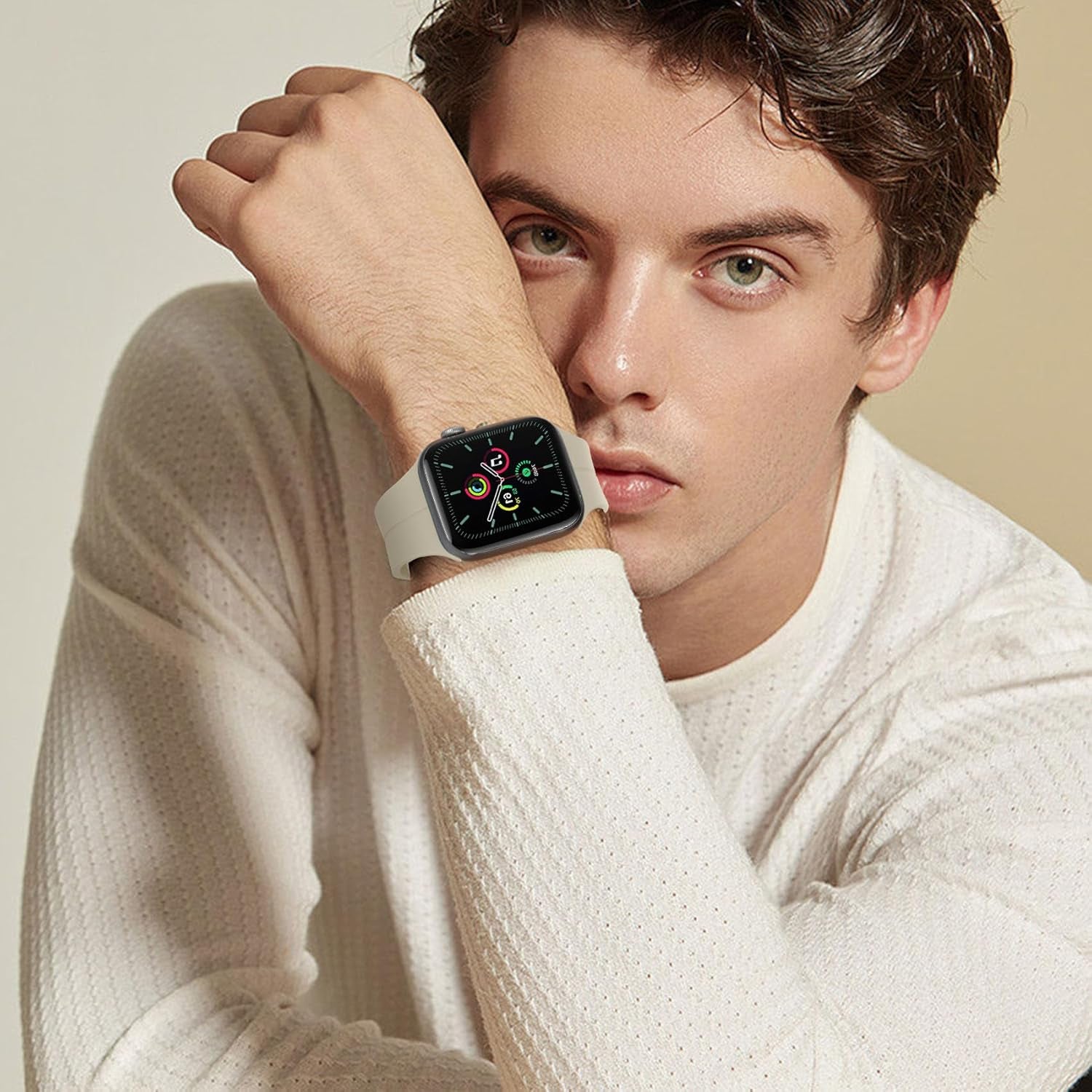 Silicone Watch Band Compatible with Apple Watch Band 38Mm 40Mm 41Mm 42Mm 44Mm 45Mm 49Mm, Magnetic Folding Buckle Sport Watch Strap for Women Men,Adjustable Watch Wristband for Iwatch Series 8/7/6/5/4/3/2/1 Se Ultra