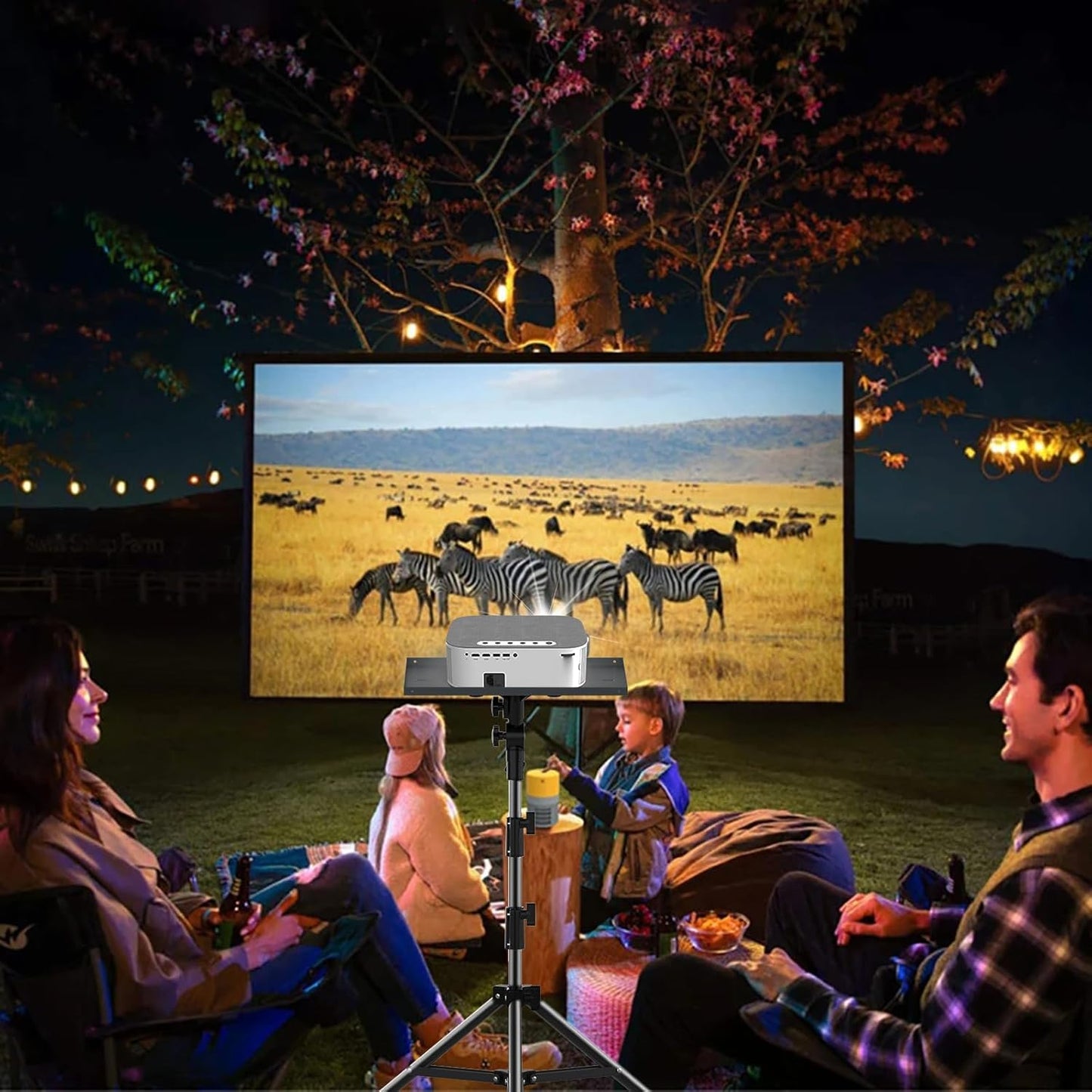 Projector Screen and Stand, 120 Inch, Projector Stand Tripod Projector Mount Portable Laptop Tripod Stand Adjustable Height 24 to 68 Inch