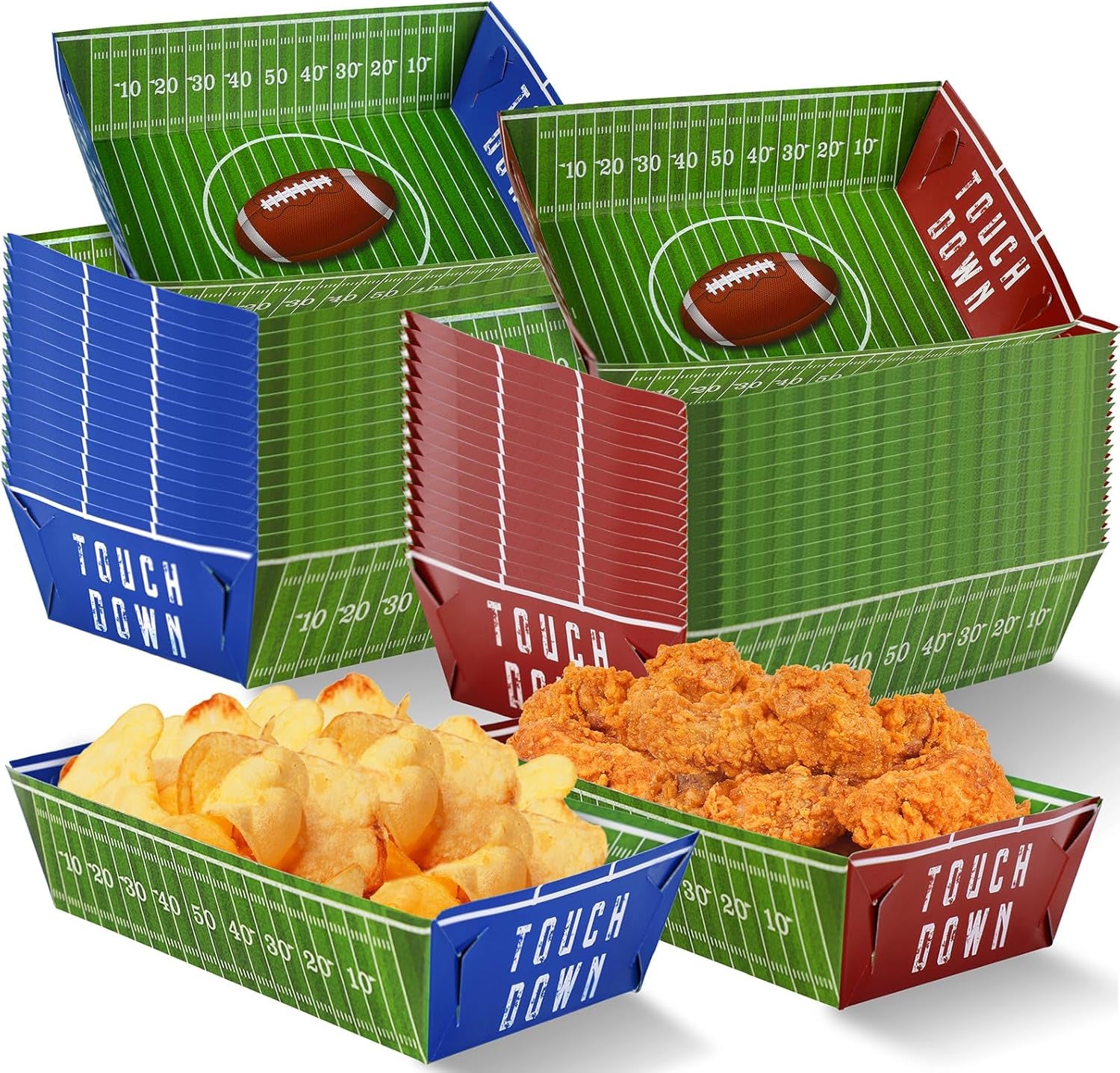 50 Pack Football Party Decorations Paper Food Trays - Helmet Movie Night Supplies Snack Stadium Serving Plates for Super Football Bowl Birthday Disposable Decor