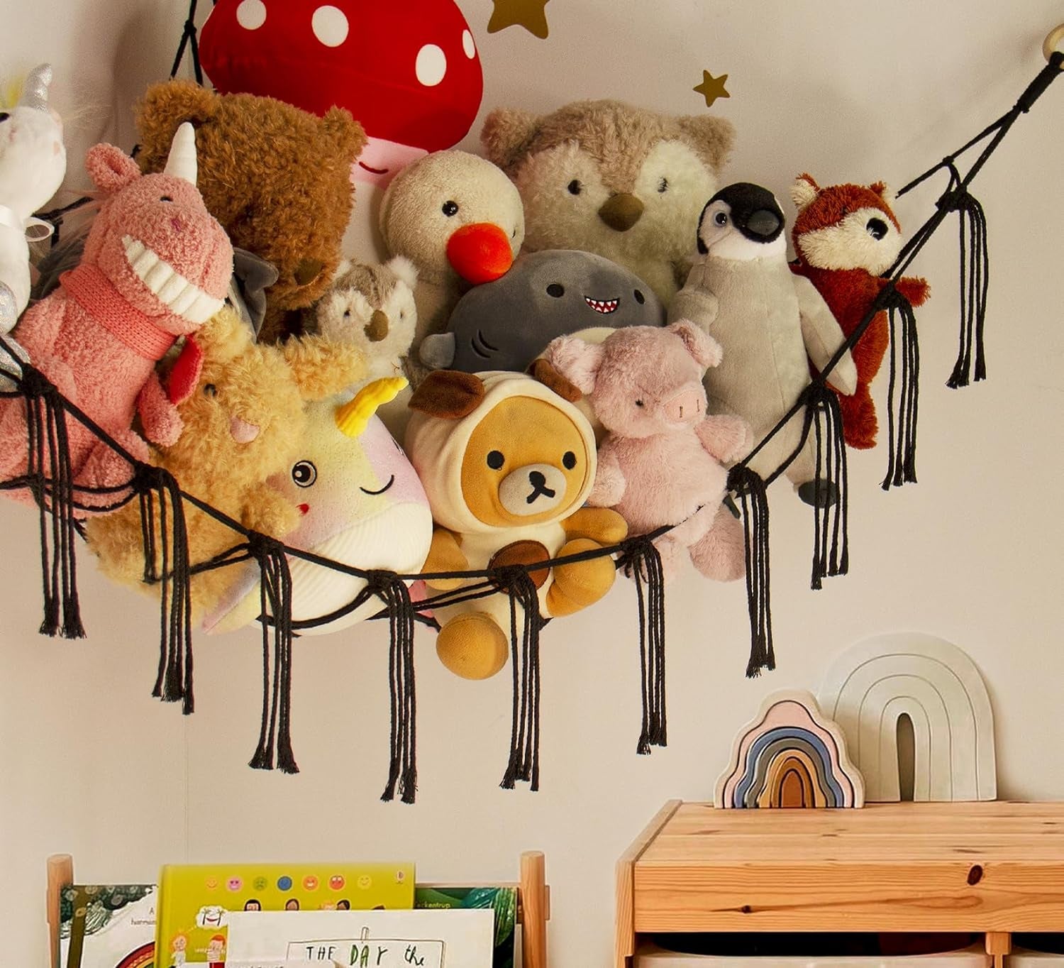 Stuffed Animals Storage Hammock Net Corner Large Adult Toy Hammock Hanging Organizers Storage Home Living Boys Room Decor Cute Funny Stuff Gifts Decorations