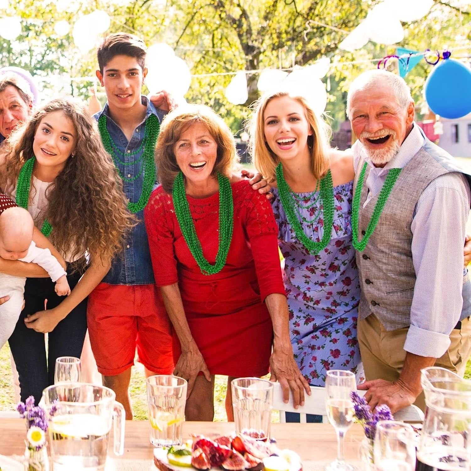 St Patricks Day Beads, 24PCS Christmas Beaded Necklace Accessories, Mardi Gras Beads Necklaces Women Men, Festival Parade Throw Accessories for Mardi Gras St. Patricks Christmas Party Wedding Supplies