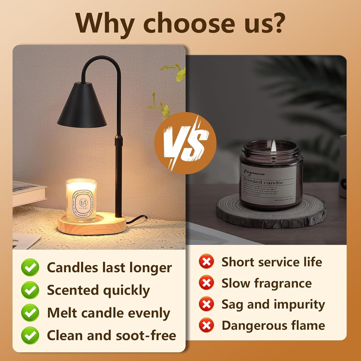 Candle Warmer Lamp,Adjustable Height Dimmble Fragrance Electric Melter House Warming Decor with 2 Bulbs for Gifts Bedroom New Home Jar Candles