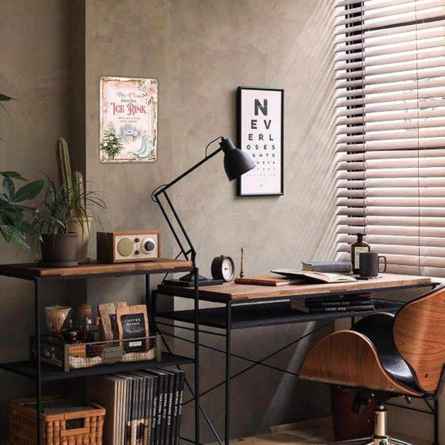 Mrs Ice Rink Sign - Christmas Sign - Figure Skating - Shabby Chic Metal Sign Tag 8X12 Inch Gift Plaque