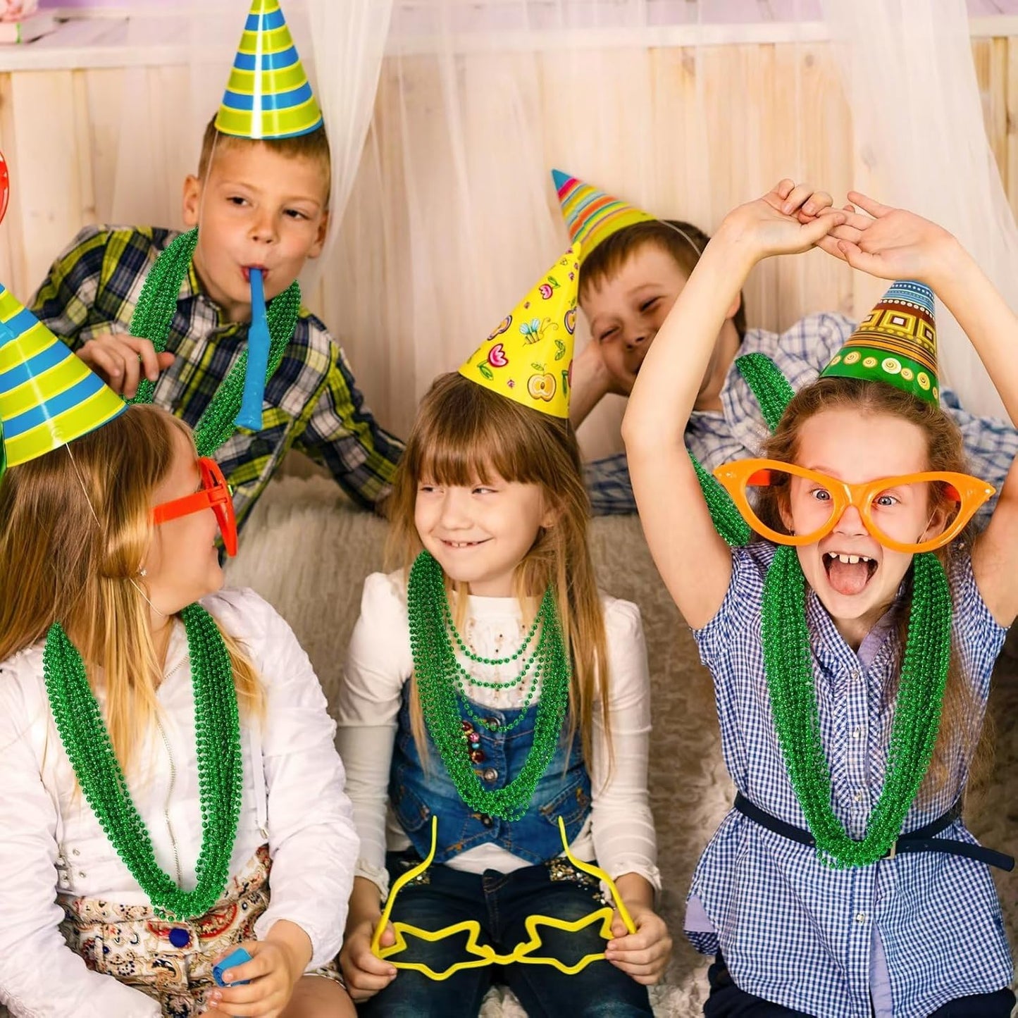 St Patricks Day Beads, 24PCS Christmas Beaded Necklace Accessories, Mardi Gras Beads Necklaces Women Men, Festival Parade Throw Accessories for Mardi Gras St. Patricks Christmas Party Wedding Supplies