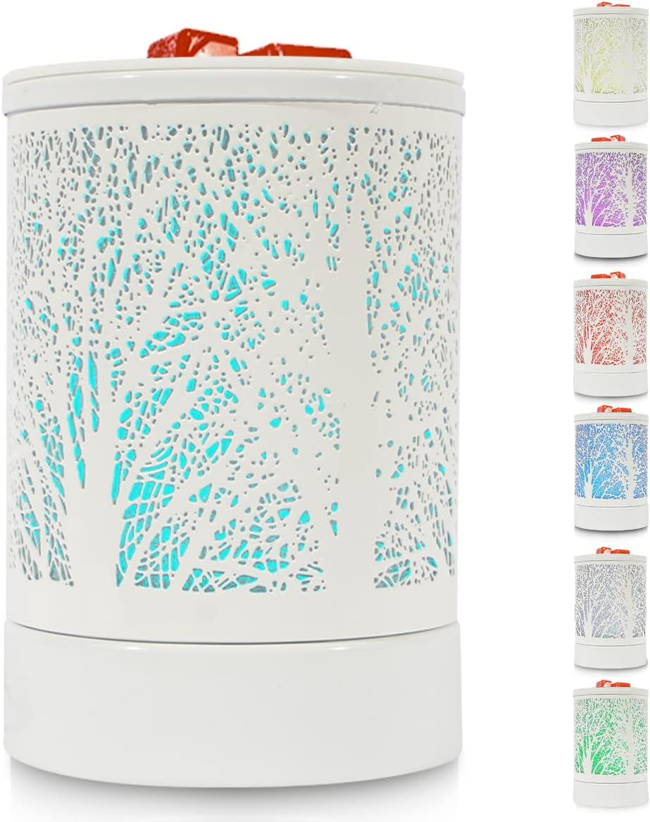 Fragrance Wax Melts Warmer with 7 Colors LED Changing Light Classic Black Forest Design Scent Oil Candle Warmer