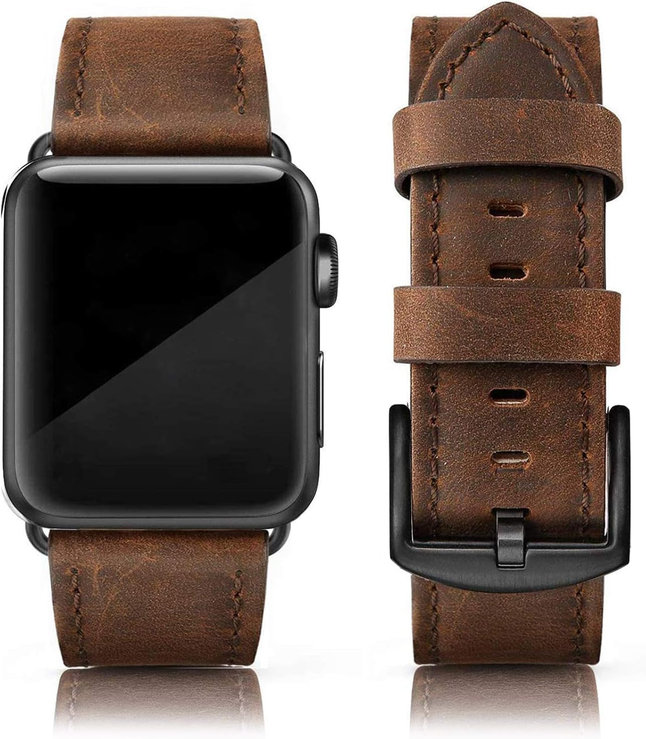 Leather Bands Compatible with Apple Watch 49Mm 46Mm 45Mm 44Mm 42Mm Band Men Women, Vintage Genuine Leather Wristband Replacement Band Compatible for Apple Watch Iwatch Series 10 9 8 7 6 5 4 3 2 1 SE2 SE