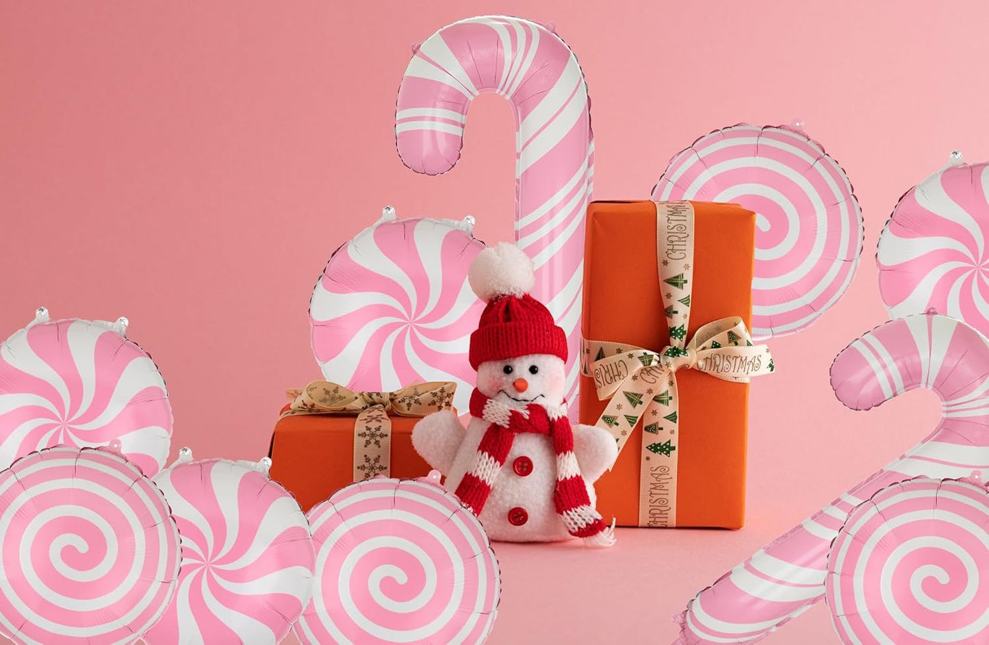 15 Pcs Sweet Candy Balloon Pink Candy Cane Balloons Lollipop Balloon Xmas Christmas Candies Theme Candyland Birthday Party Decor Supplies Set