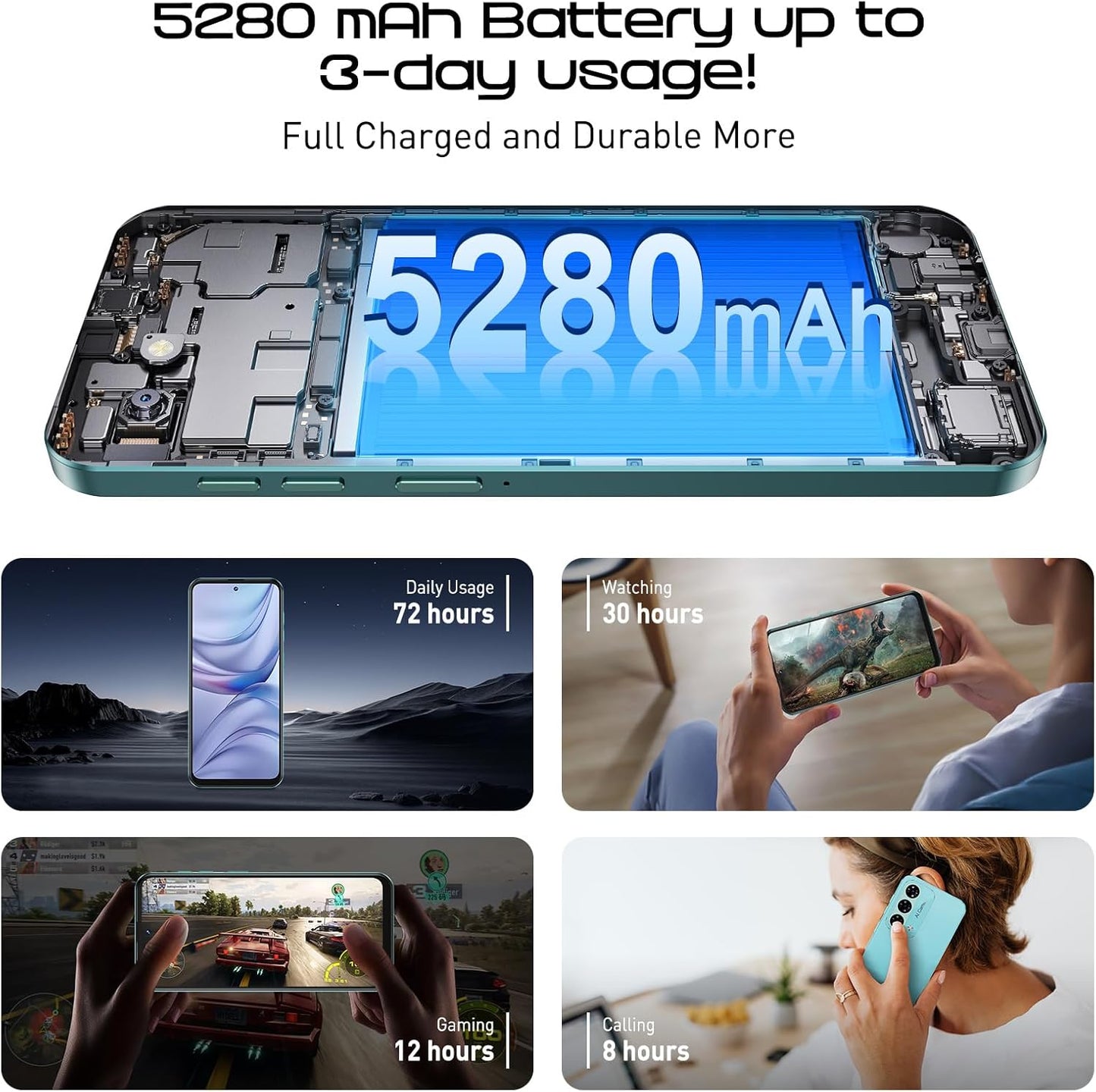 Unlock Phone Mate 60,6.79 Inch HD+ Screen Smartphone,4G Dual SIM Cheap Mobile Phones 4GB+ 128GB Expanded 512G 5280Mah 21MP Camera T-Mobile Android Phone with Finger&Face Unlock Tech Blue