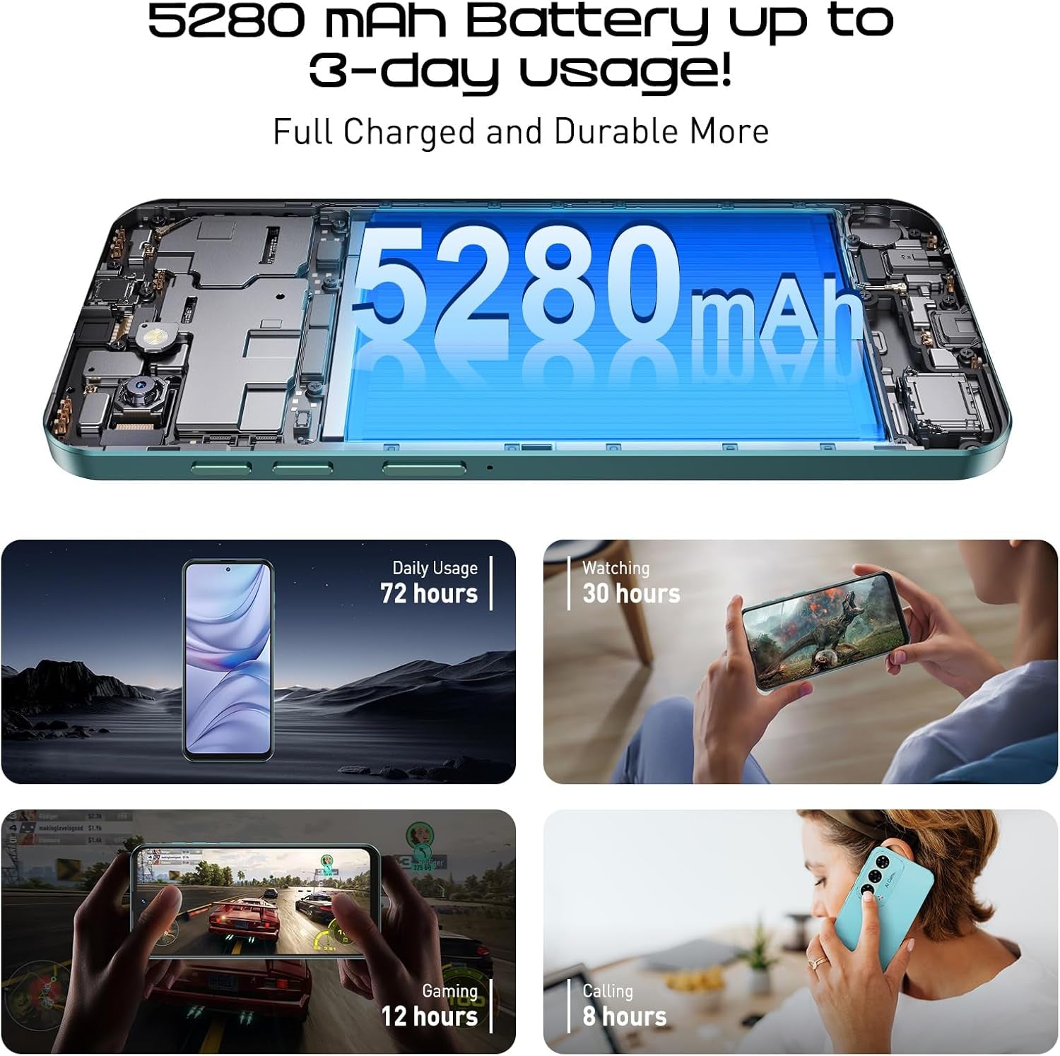 Unlock Phone Mate 60,6.79 Inch HD+ Screen Smartphone,4G Dual SIM Cheap Mobile Phones 4GB+ 128GB Expanded 512G 5280Mah 21MP Camera T-Mobile Android Phone with Finger&Face Unlock Tech Blue