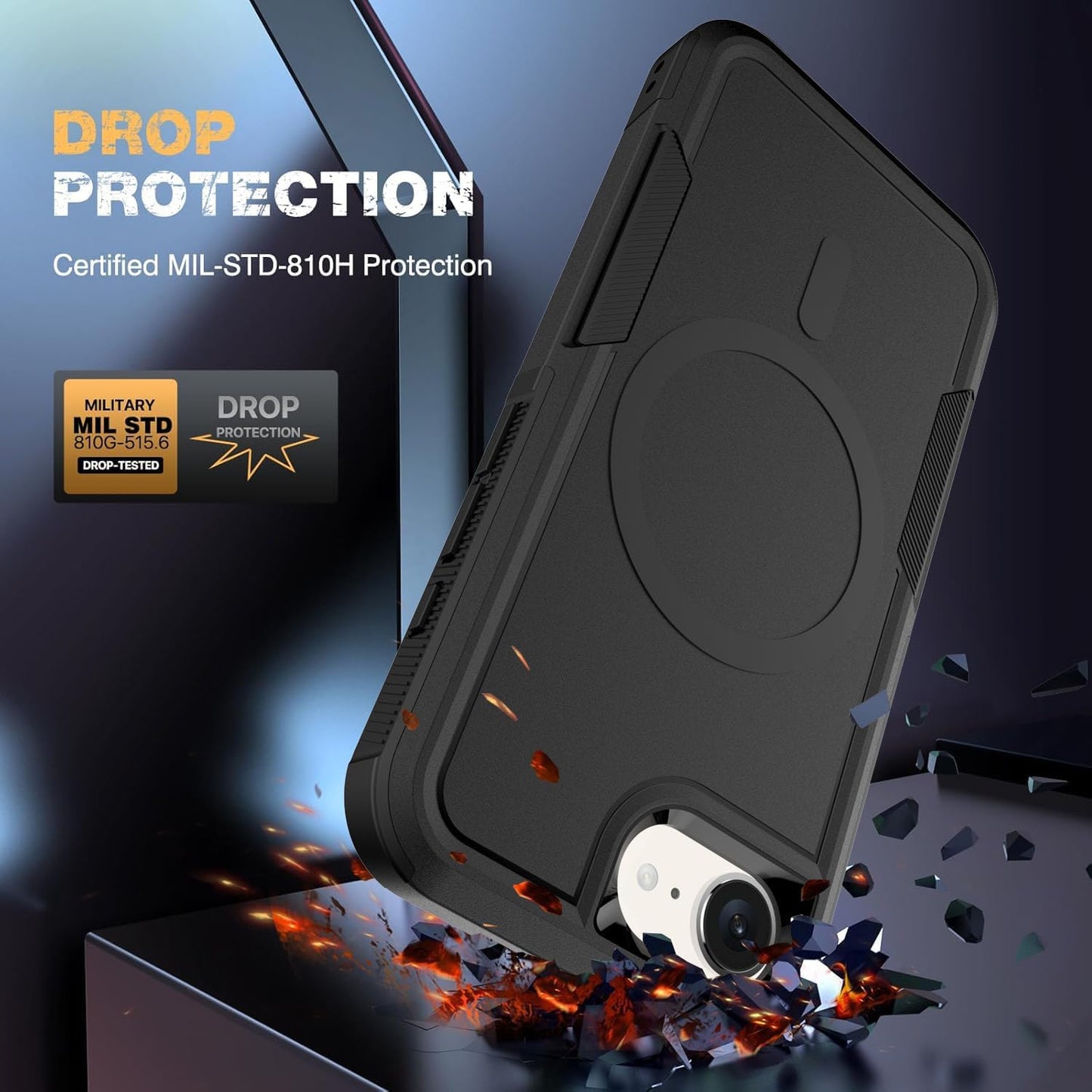 for Iphone 16E Case, Compatible with Magsafe, with Privacy Screen Protector, 15Ft Drop Protection, Dual Layer Magnetic Phone Case for Iphone 16E (2025), Black