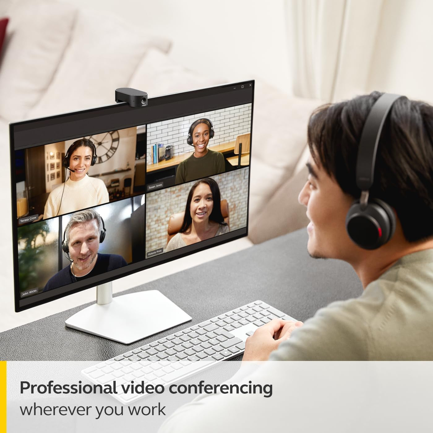 Panacast 20 4K Video Conferencing Camera - Flexible Plug & Play Personal Video Solution Computer Webcam with Ai-Powered 4K Ultra-Hd, Intelligent Zoom, and Lighting Optimization - Black