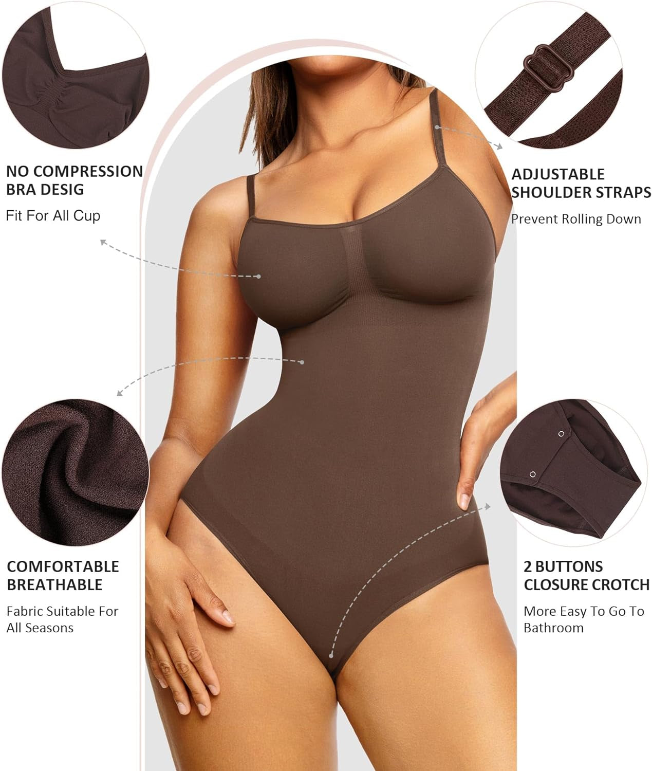 Shapewear Bodysuit Sculpting Tummy Control Body Shaper for Women Seamless plus Size Butt Lifting Shaper