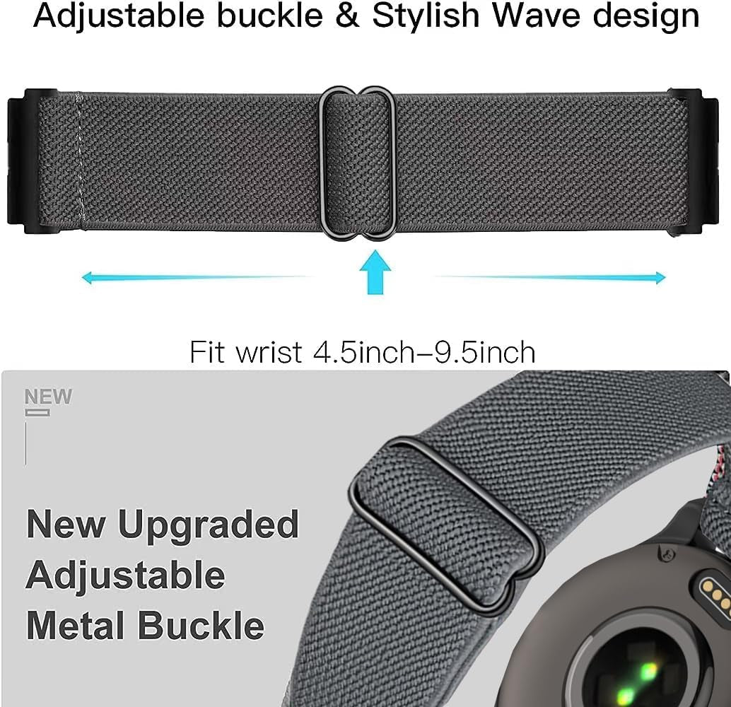 Elastic Bands for Galaxy Watch 6/4 Classic Bands 47Mm 46Mm 43Mm 42Mm/5 Pro Band 45Mm,Samsung Galaxy Watch 7/FE/6/5/4 Bands 44Mm 40Mm/Active 2, 20Mm Stretch Nylon Replacement Strap Wristband