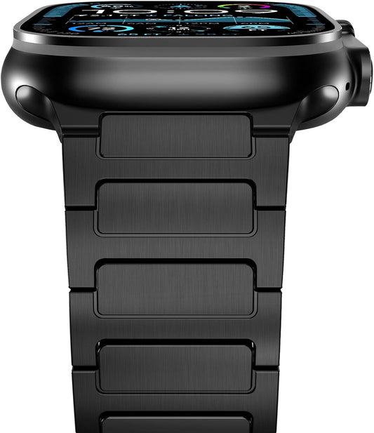 Grade 2 Titanium Band for Apple Watch Band Ultra 2 49Mm Series 10 46Mm Series 9 Series 8 Series 7 45Mm 44Mm SE 6 5 4 3 42Mm Iwatch Stainless Steel Link Bands for Men