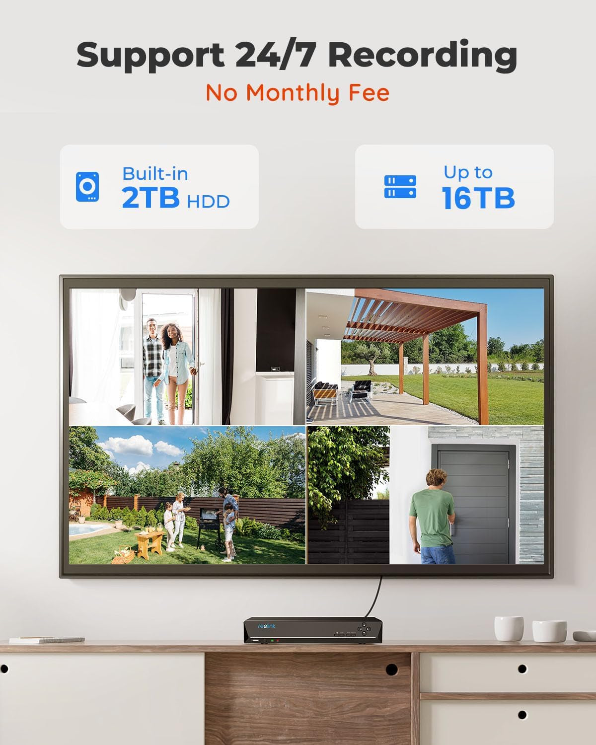 8CH 5MP Home Security Camera System, 6Pcs Wired Outdoor Poe IP Cameras with Person/Vehicle/Pet Detection, 4K/8MP 8CH NVR with 2TB HDD for 24-7 Recording, RLK8-410B6-5MP TRUCK DRIVER