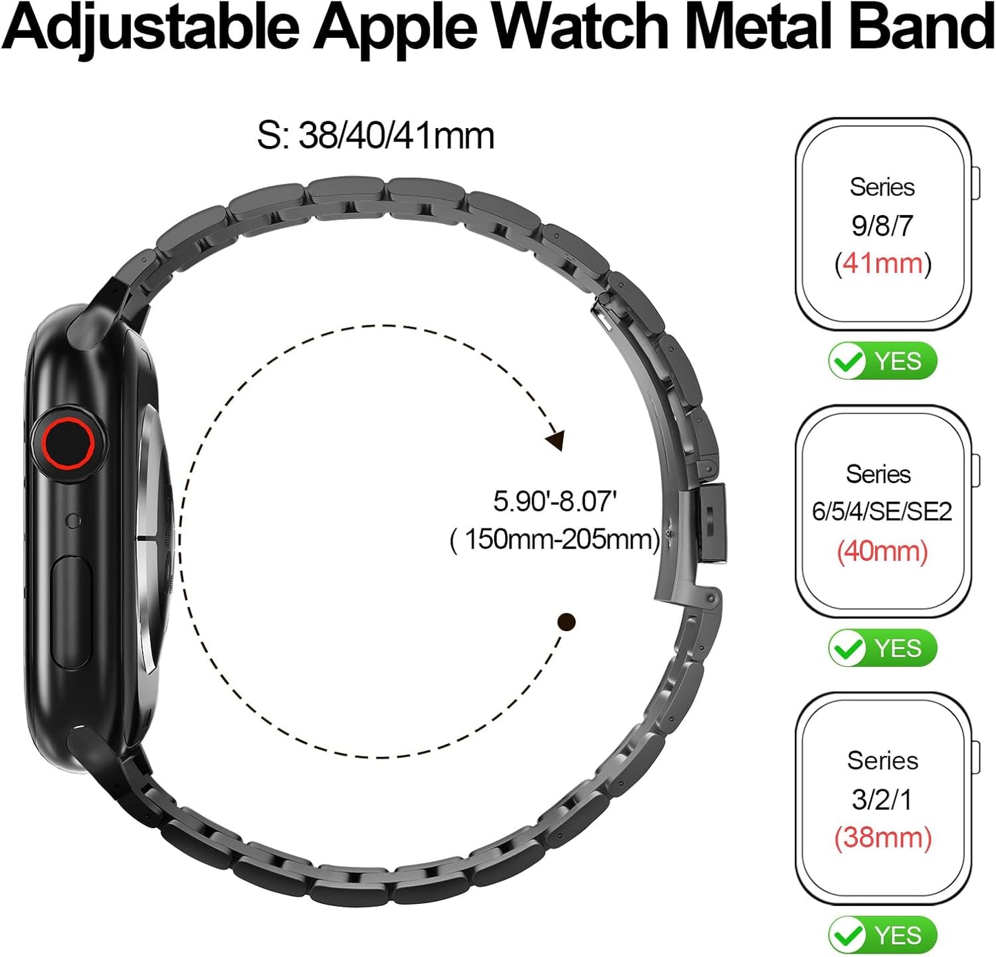 2-Pack Compatible for Apple Watch Band 41Mm 40Mm 38Mm, Rugged Stainless Steel Replacement Strap Metal Bands for Iwatch Series 8/7/6/5/4/3/2/1/SE/SE2 Women Men（Black+Starlight）