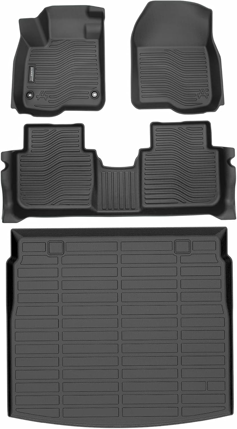 All Weather Floor Mats Fits for Honda CR-V 2023 2024 2025 (Include Hybrid) TPE Rubber Liners Accessory for Honda CRV 2023 2024 2025 Odorless Anti-Slip Mats Black