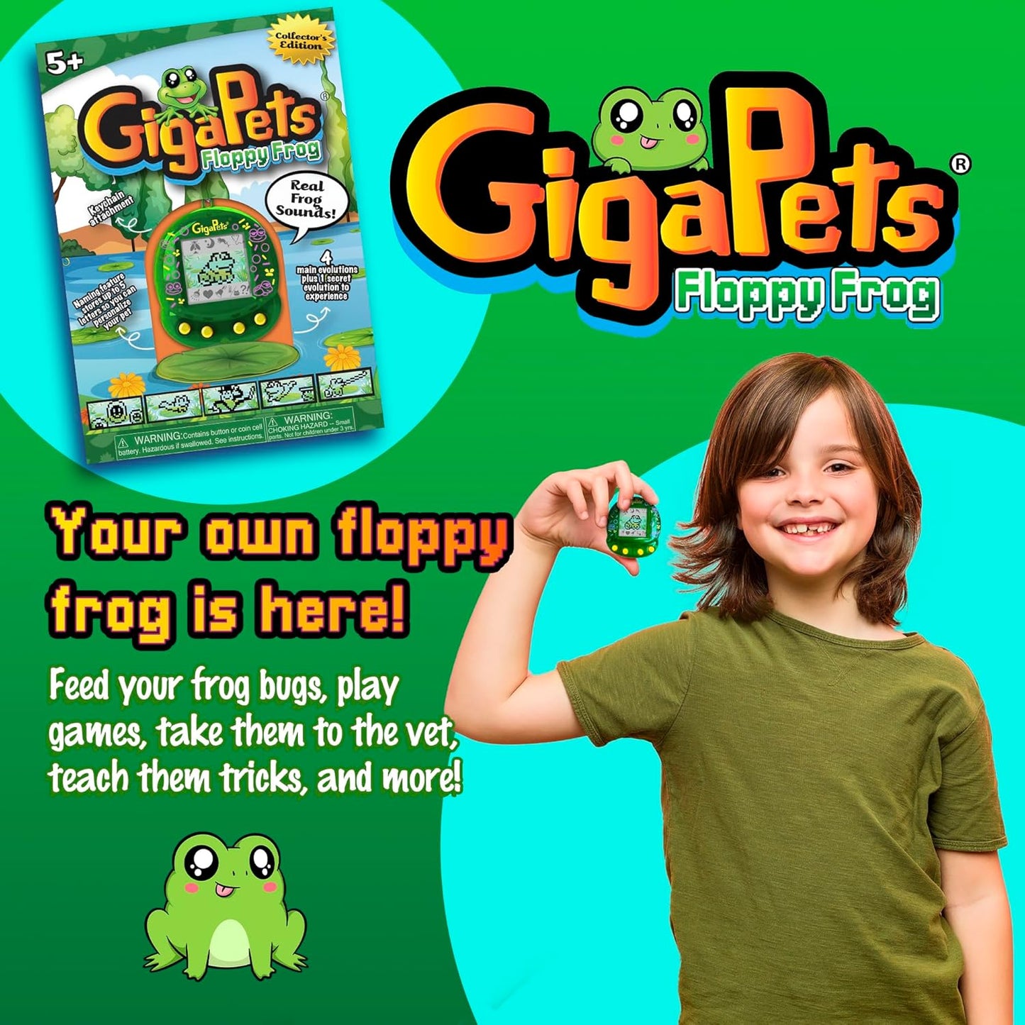 Giga Pet Virtual Pet for Kids Ages 5 and Up, 90S Throwback, Floppy Frog | 25Th Anniversary Edition Upgraded Collector’S Edition | Kids Learn to Take Care of a Pet ZOUSA