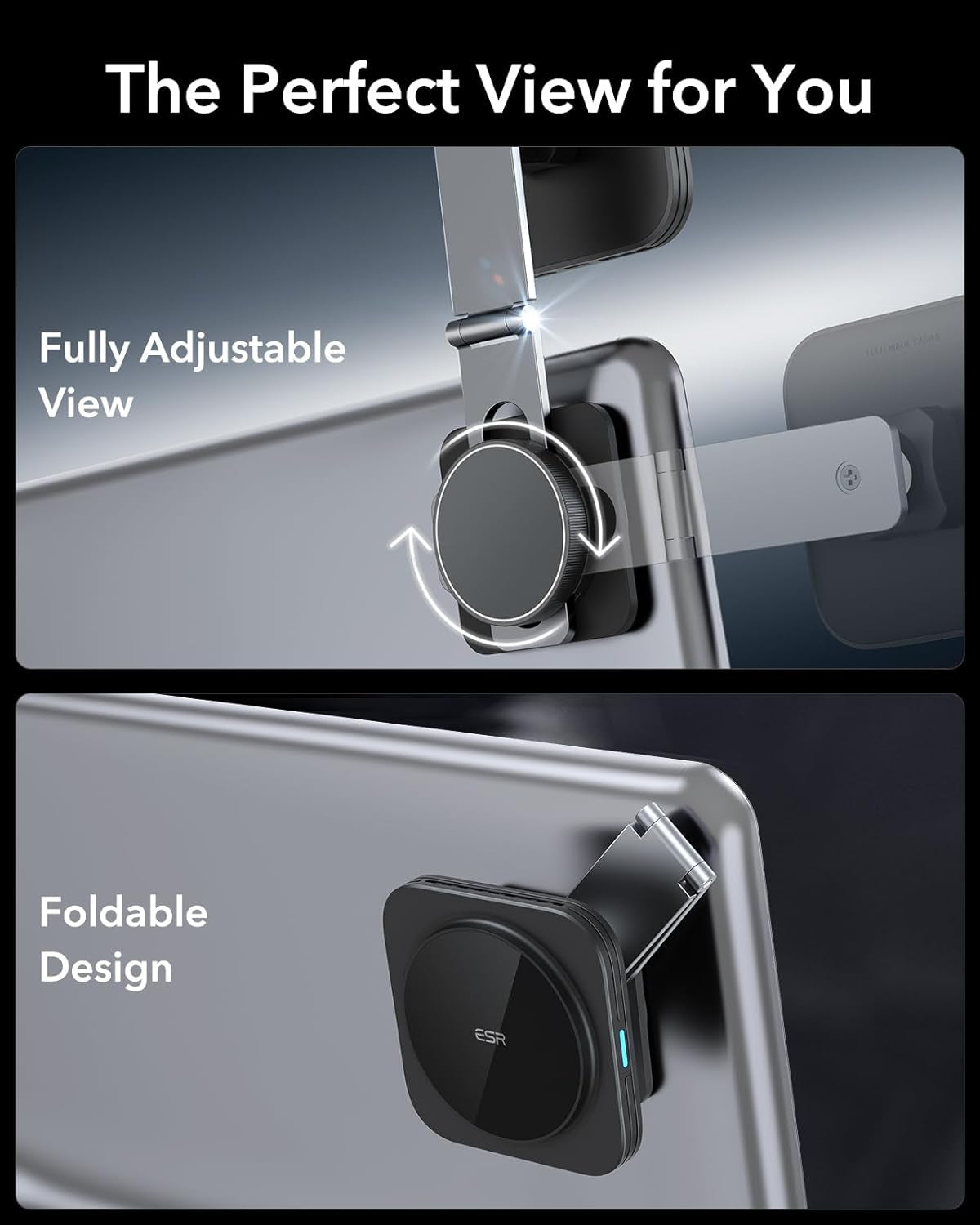 for Magsafe Car Mount Charger, Foldable Dashboard Magnetic Wireless Car Charger for Tesla, for Magsafe Car Charger, Tesla Touchscreen Car Phone Holder for Iphone 15/14/13/12, Strong Magnets, Black