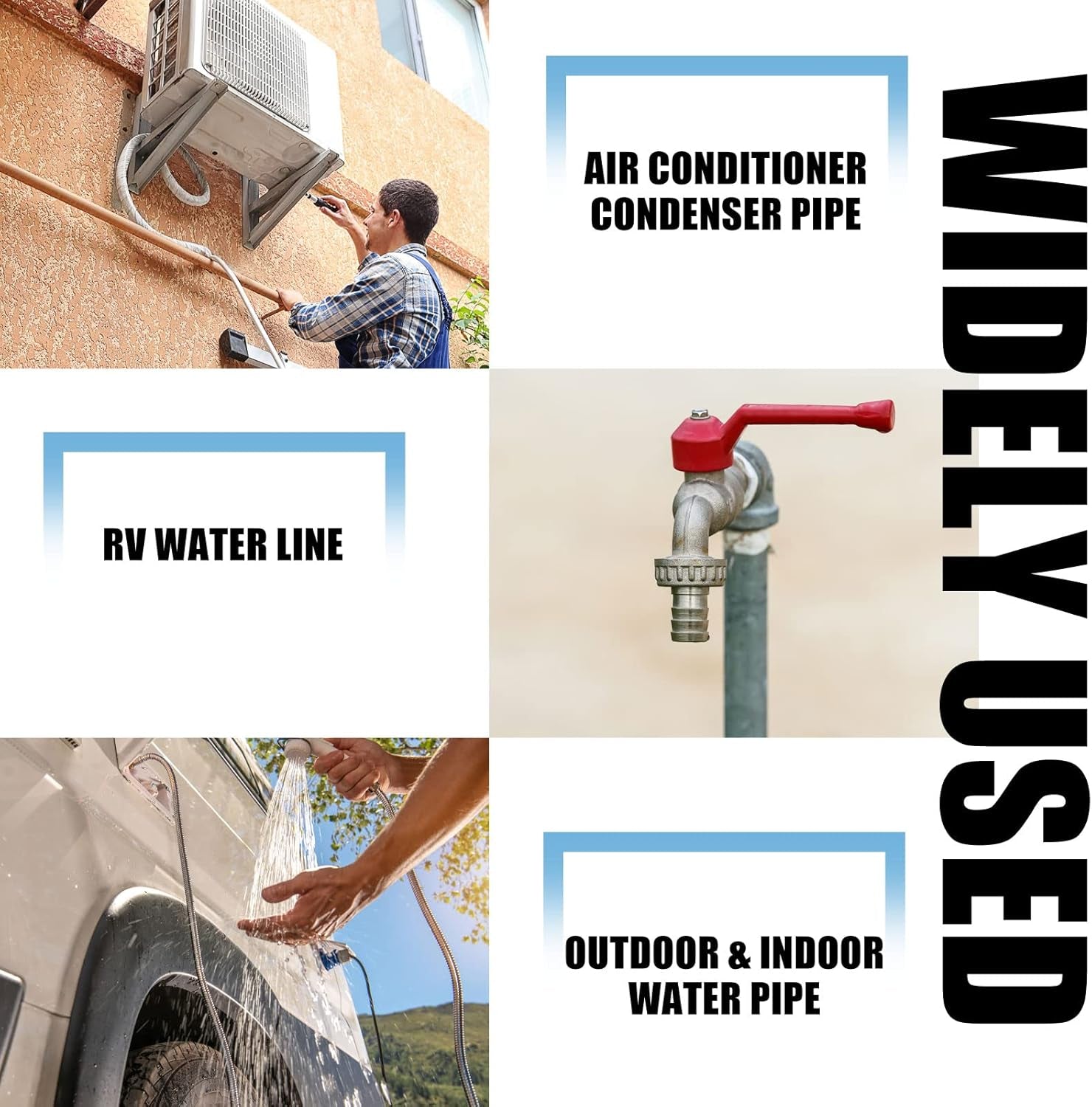 Self Adhesive Foam Pipe 12 Pack Pipe Insulation Freeze Protection for Pipe Insulation Foam Insulation Pipe for Outdoor Water Pipe Insulation, Outdoor Winter Irrigation, Sprinkler(0.6 Inch/ 15 Mm)