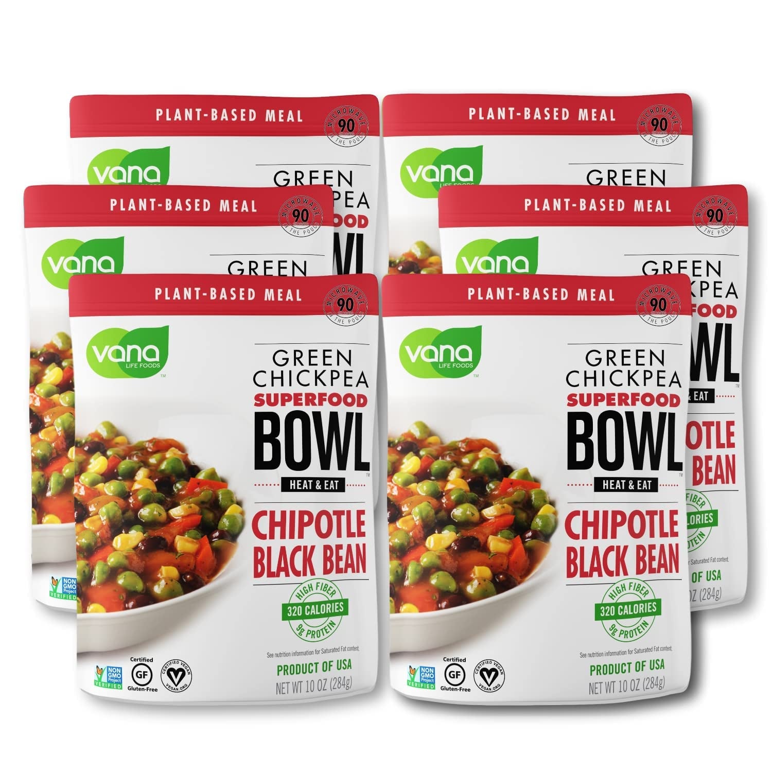 Life'S Foods Plant Based Ready Meal - Green Chickpea Superfood Bowl Heat and Eat Microwaved Cooked Bowl | Product of the USA (Chipotle & Black Bean, Pack of 6)
