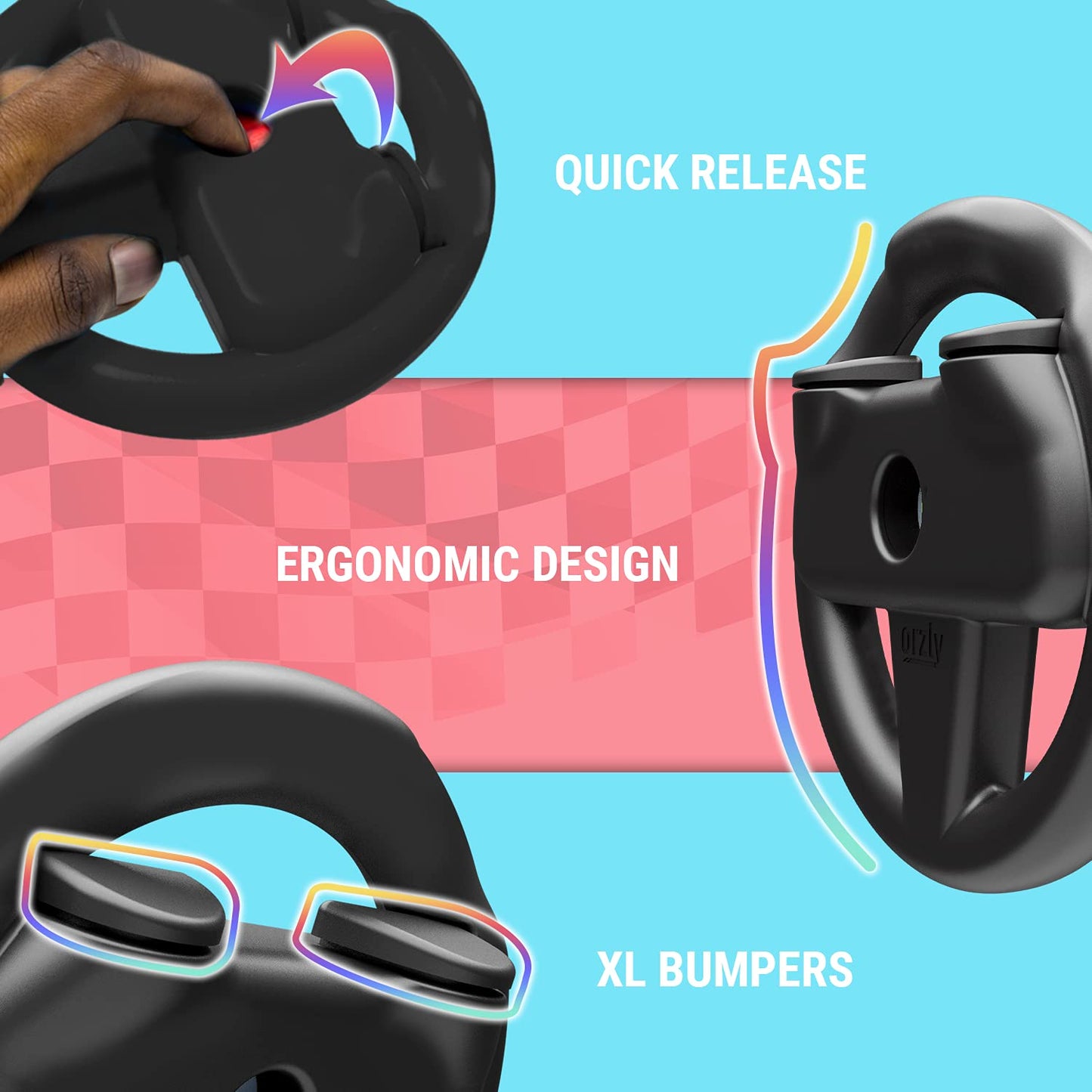 Steering Wheels for Nintendo Switch & OLED Console Joycons, Racing Wheels for Mario Kart 8 Deluxe [Mariokart Switch Steering Wheel Joycon Controller Attachment Accessories]-Twin Pack [2X Black]