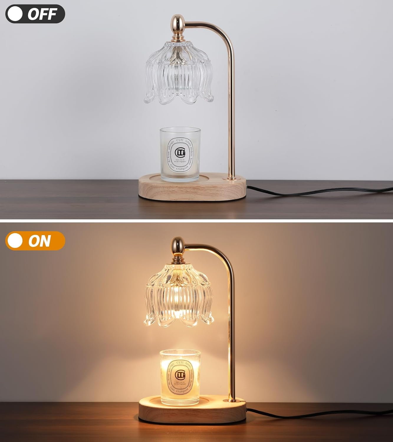 Candle Warmer Lamp with Timer and Dimmer,Electric Gold Candle Warmer Light Gifts for Women Melt Wax Warmer Lamp with 2 Bulbs for Candle Jars House Warming New Home Decor Bedroom
