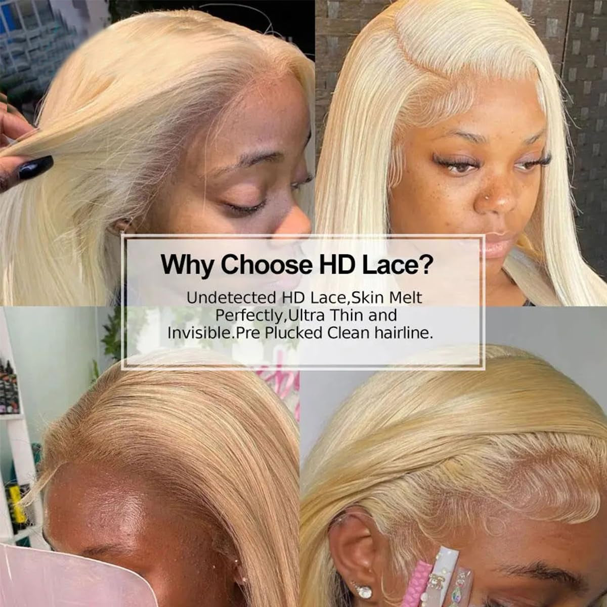 613 Blonde 5X5 Lace Closure Human Hair 613 Closure Pre Plucked with Baby Hair Blonde Color Brazilian Virgin Straight Hair Invisible Lace Frontal Closure Free Part (5X5 613 Lace Closure, 18 Inch)