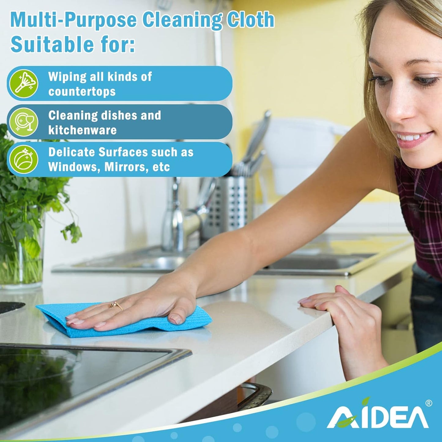 Swedish Dishcloths for Kitchen, 20PK, Reusable Paper Towels, Kitchen Washcloths Dish Rags, Eco Friendly No Odor Reusable Cleaning Cloths for Kitchen, Cellulose Sponge Cloths, 7"×6"