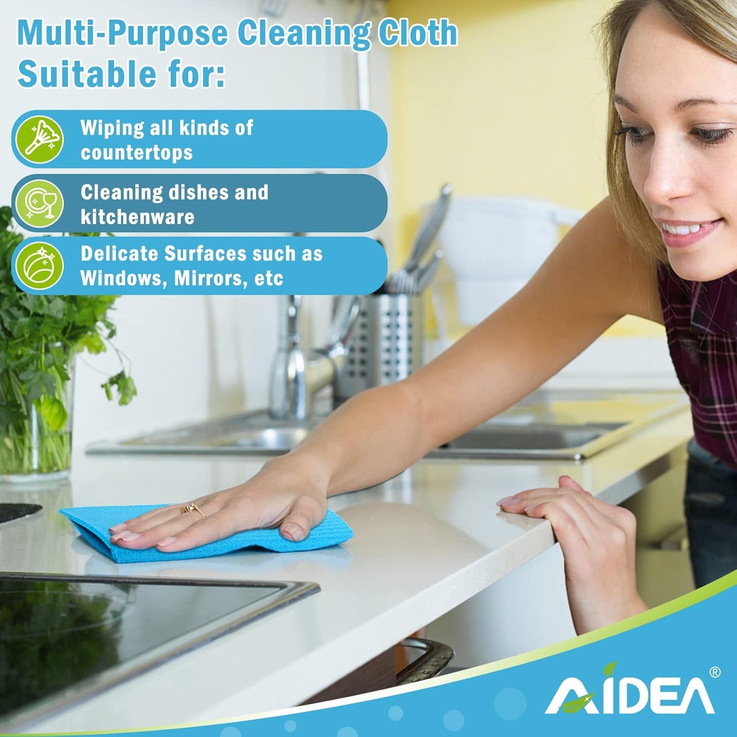 Swedish Dishcloths for Kitchen, 20PK, Reusable Paper Towels, Kitchen Washcloths Dish Rags, Eco Friendly No Odor Reusable Cleaning Cloths for Kitchen, Cellulose Sponge Cloths, 7"×6"