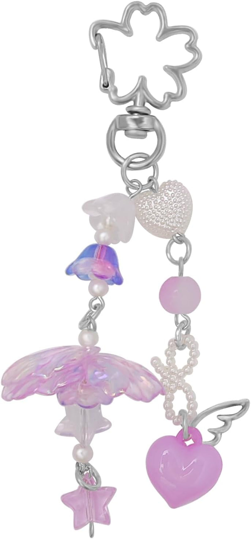 Aesthetic Y2K Keychains Cute Butterfly Star Strawberry Bear Guitar Keychains Charms for Women Bag Purse Gifts