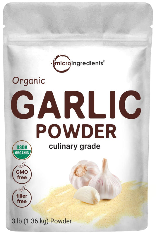 Organic Garlic Powder, 3Lbs | Premium Source from Harvested Raw Allium Sativum Bulb |Culinary Grade | Great for Seasonings, Meats & Vegetables | Additive Free, Non-Gmo, Bulk Supply TLBH