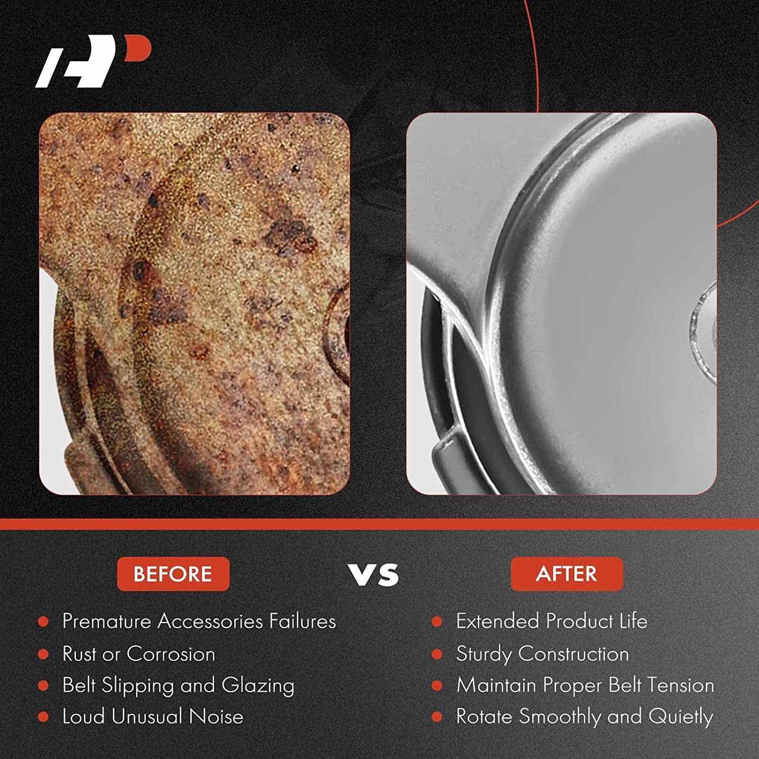 Belt Tensioner Assembly with Pulley Compatible with Honda Accord 2003-2007, Civic 2006-2015, CR-V, Element & Acura TSX, CSX, RDX, ILX, Replace# 31170RAAA01, 31170PNA023