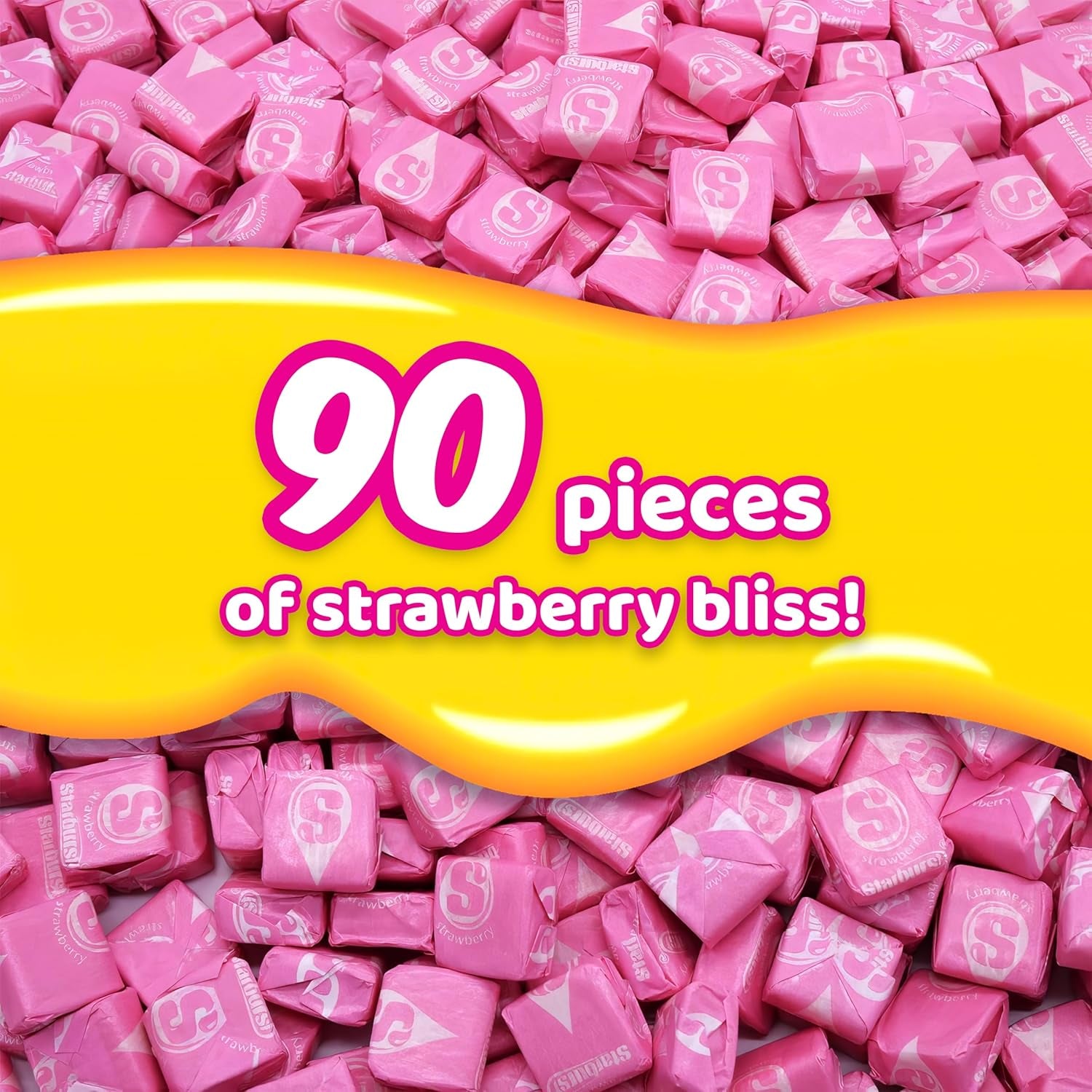 Strburst All Pink Chewy Candy -1 Pound Approx 90 Strawberry Candies - Bulk Candy Individually Wrapped Christmas Candy - Snacks for Kids and Adults - Pink Christmas Candy Bulk for Candy Buffet and Christmas Decoration