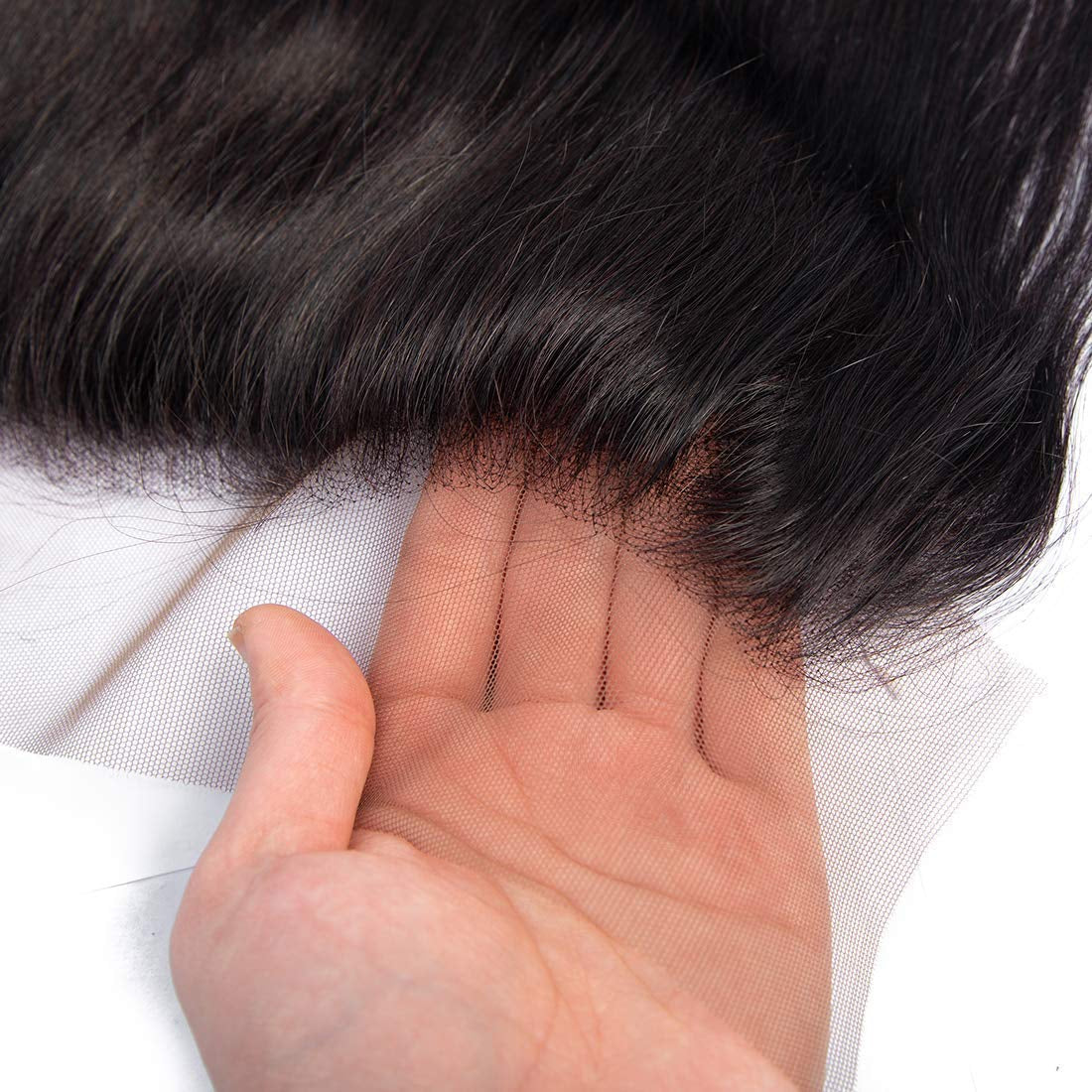 Straight Lace Frontal Closure 13X4 Ear to Ear Lace Frontal Free Part Straight Frontal Pre Plucked Frontal 12A Grade Brazilian Human Hair 13X4" Full Lace Frontal Closure with Baby Hair Natural Black