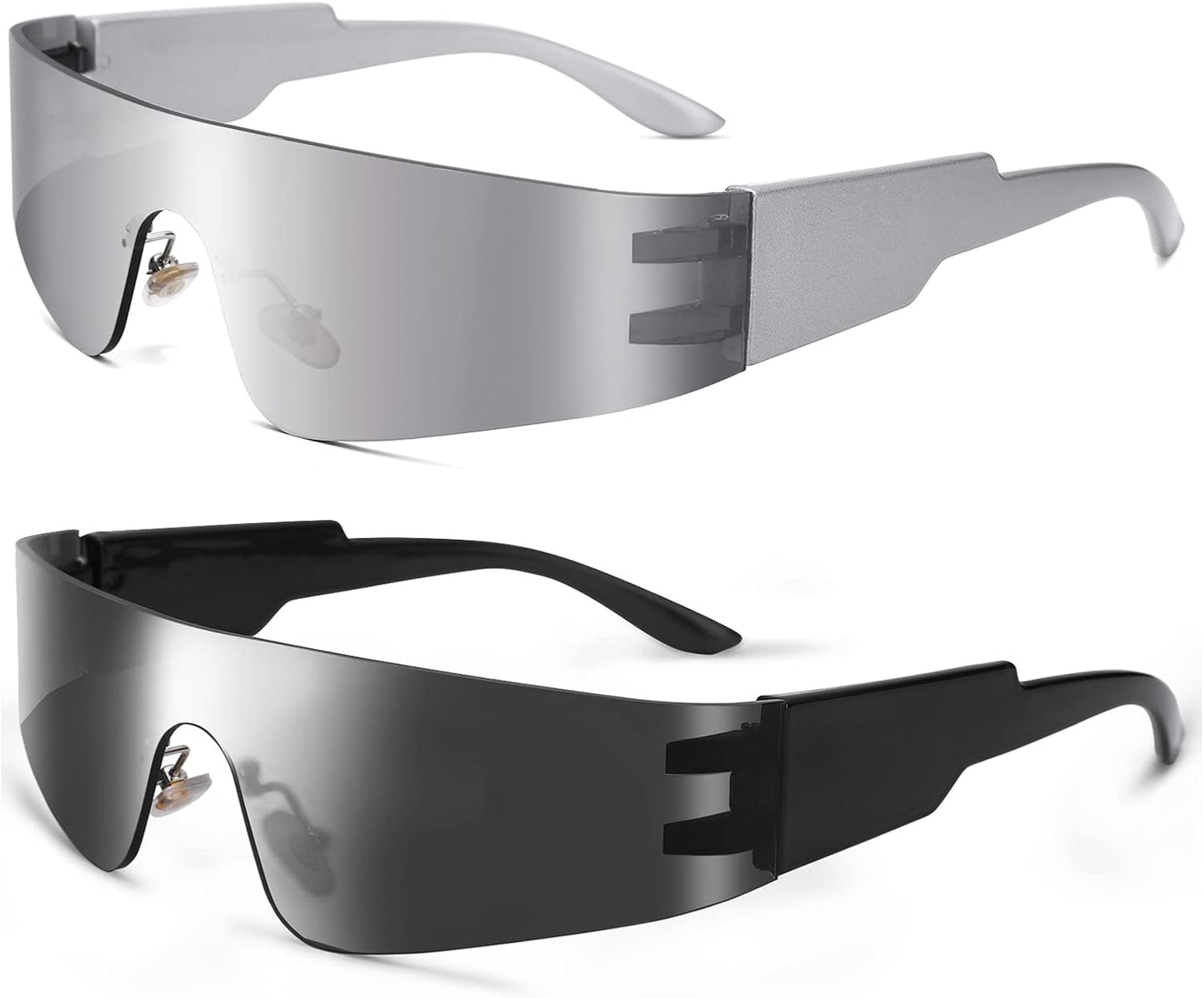 Wrap around Sunglasses for Women Men Trendy Rimless Futuristic Shades Y2K Shield Flat Top Fashion Eyeglasses