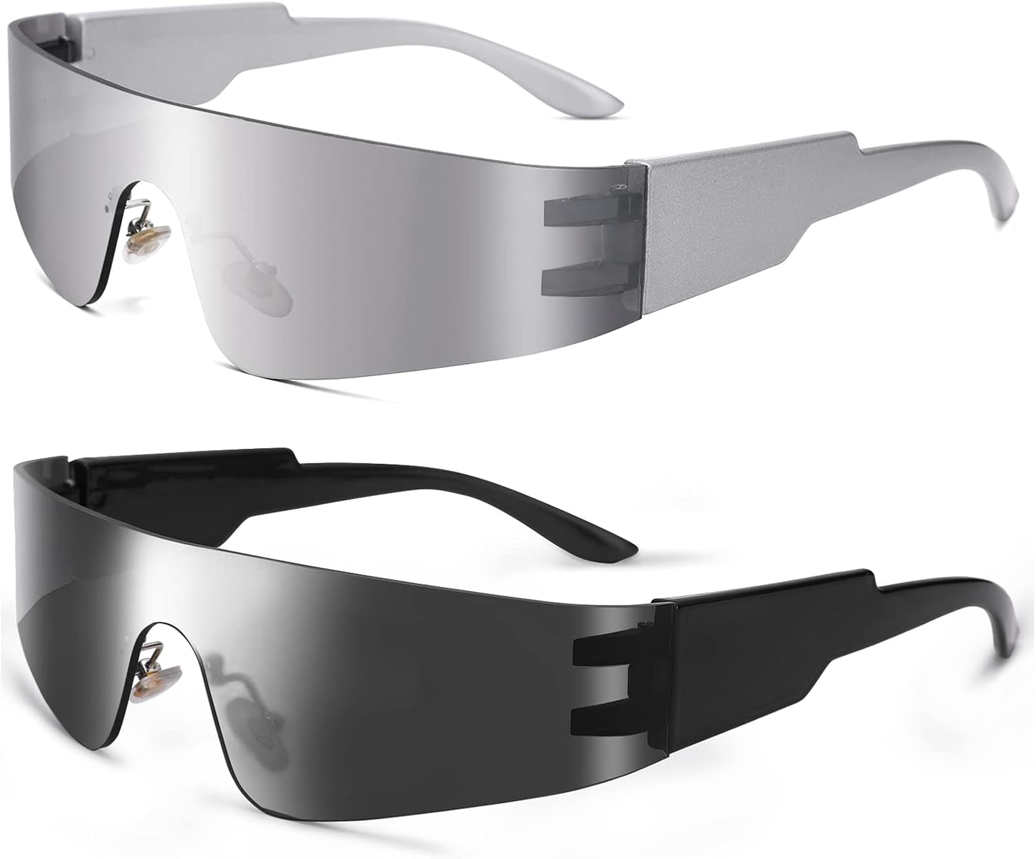 Wrap around Sunglasses for Women Men Trendy Rimless Futuristic Shades Y2K Shield Flat Top Fashion Eyeglasses