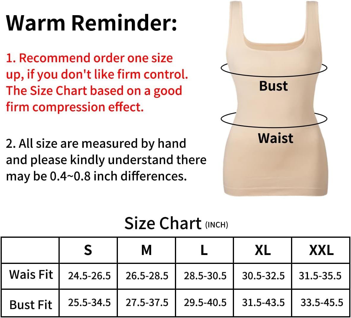 Women Tummy Control Shapewear Tank Tops Seamless Square Neck Compression Tops Slimming Body Shaper Camisole