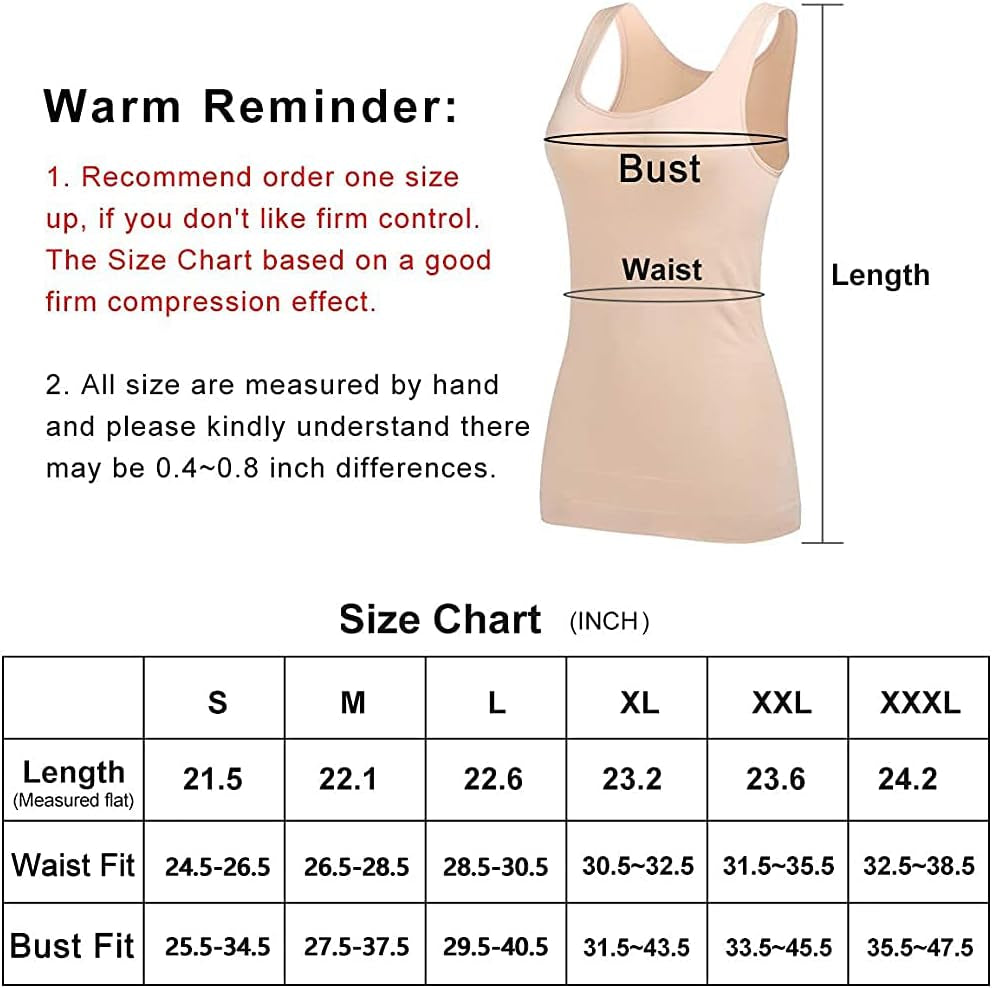 Women'S Tummy Control Shapewear Tank Tops - Seamless Body Shaper Compression Top