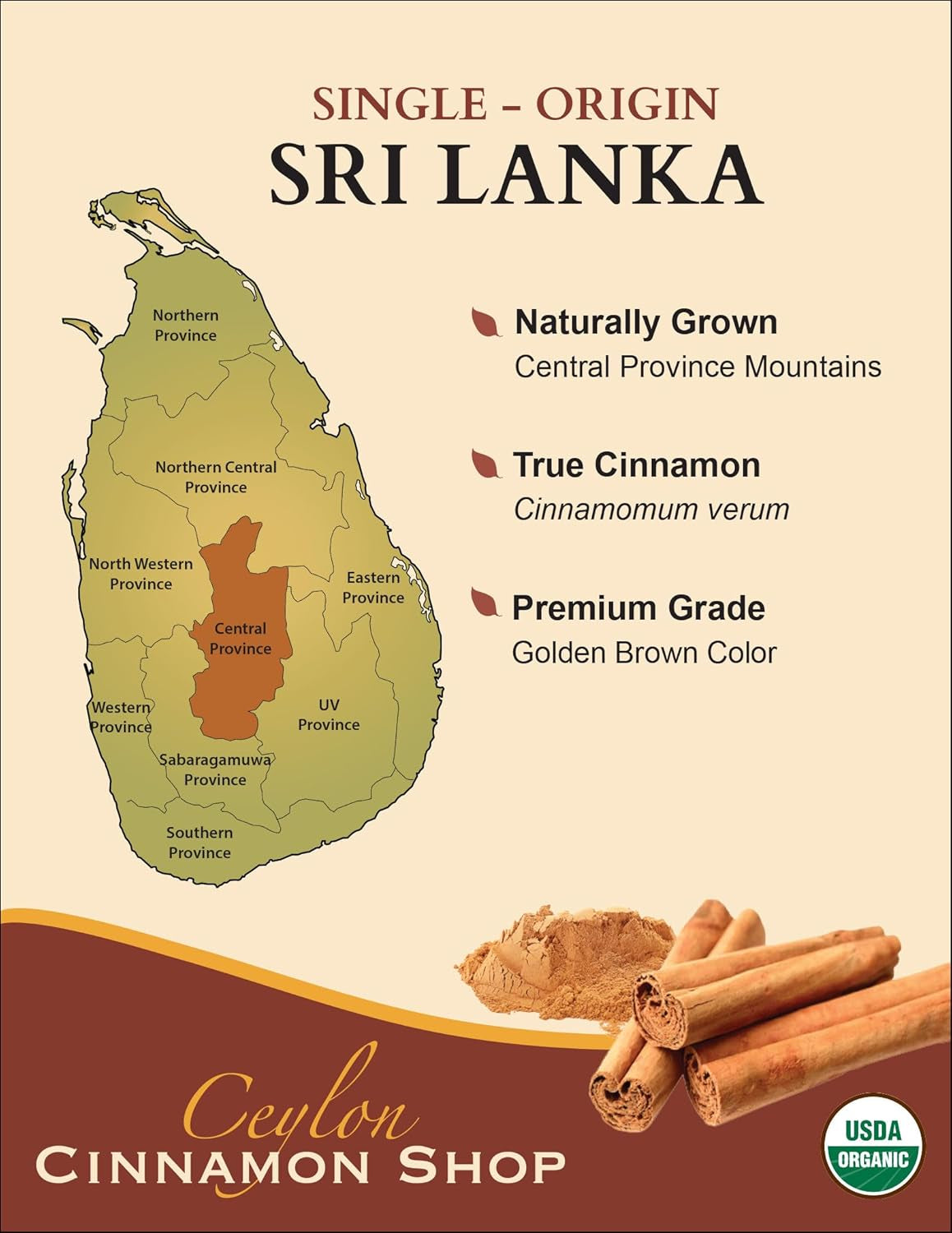 Organic Ceylon Cinnamon (100% Certified) Supplement, 180 Capsules, 3 Month Supply TLBH