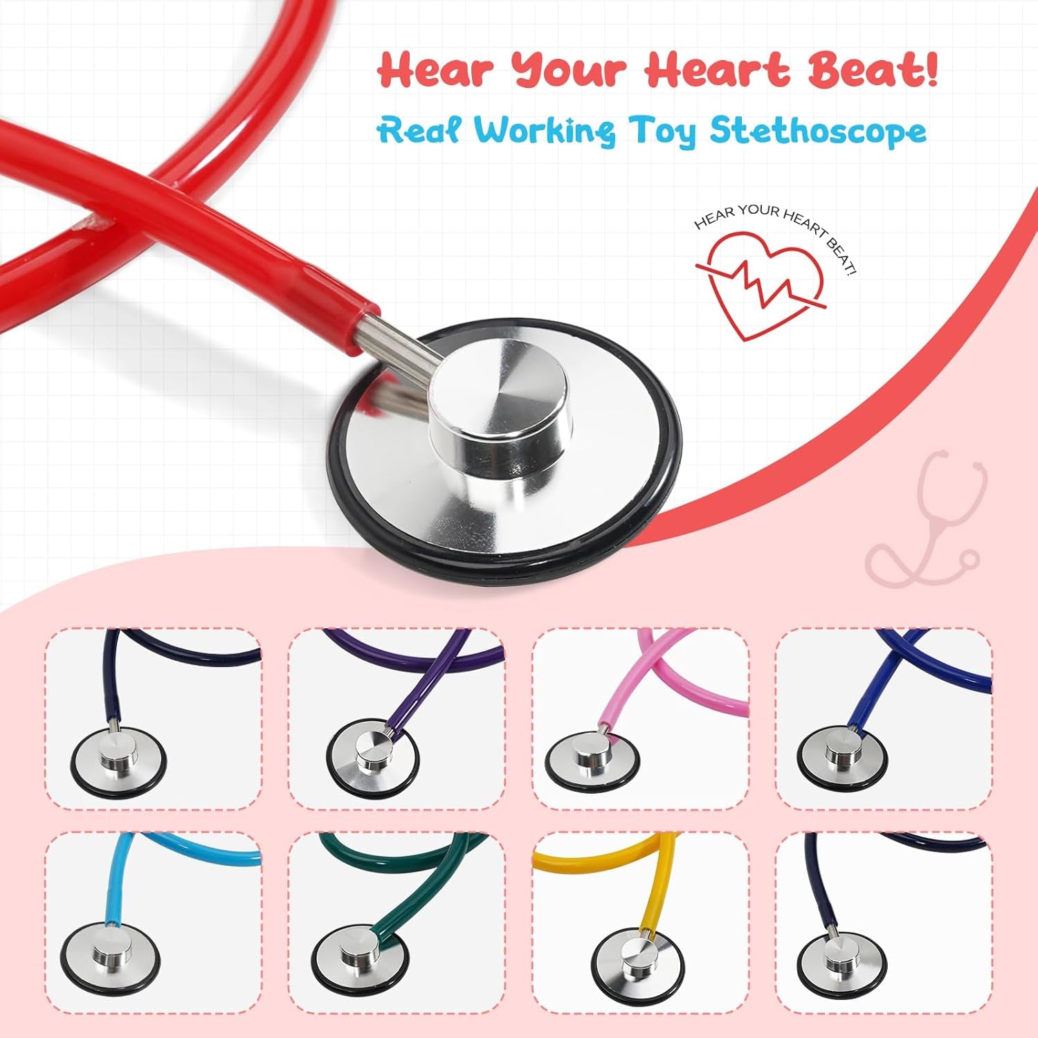 Kids Stethoscope, Real Working Nursing Stethoscope for Kids, Doctor Game Toy for Girls Boys Doctor Nurse Cosplay Costume Accessories