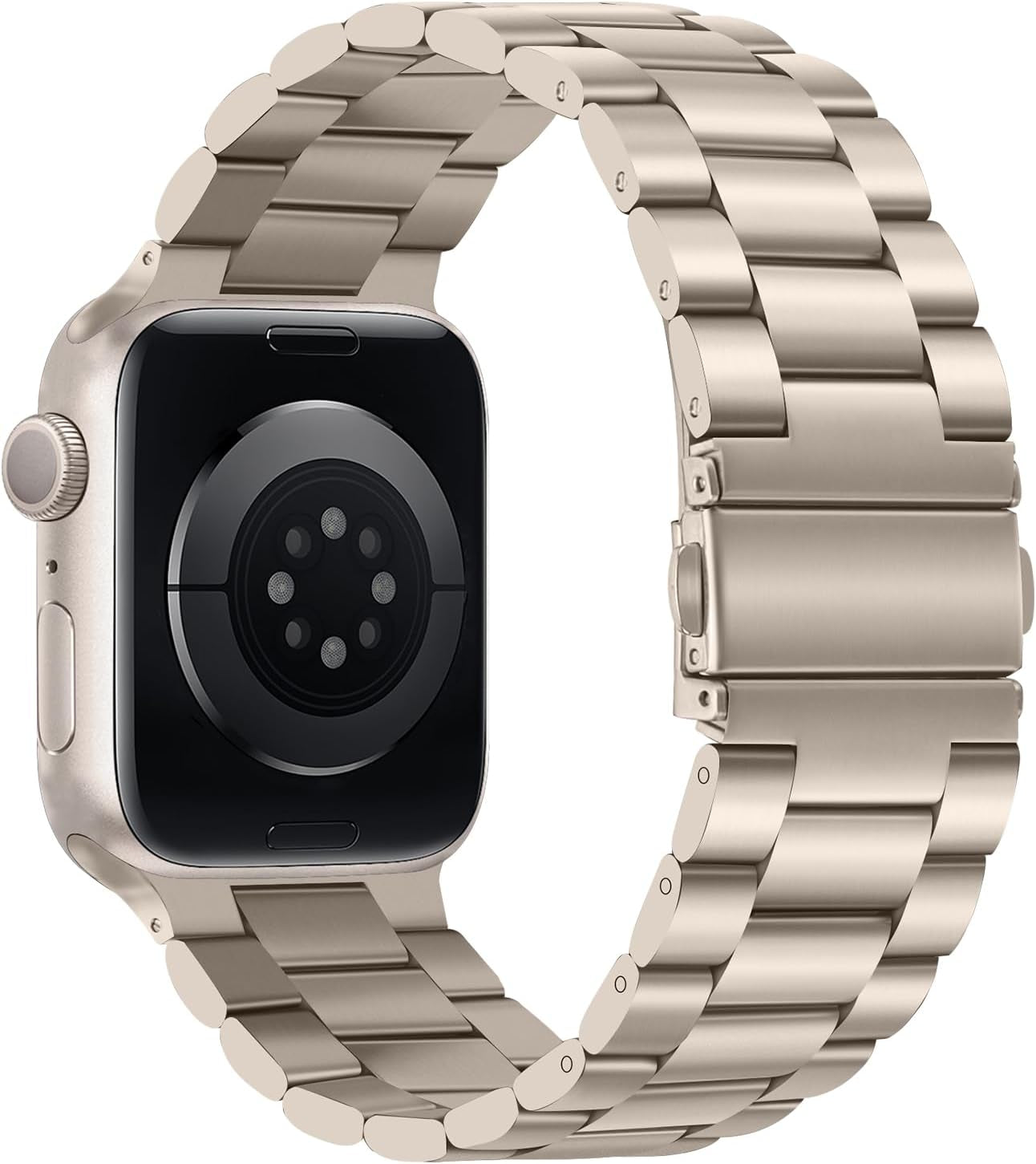 Band Compatible with Apple Watch Band 49Mm 45Mm 44Mm 42Mm Premium Stainless Steel Metal Replacement Strap Compatible with Apple Watch Ultra 2 Ultra Series 9 8 7 6 5 4 3 2 1 SE, Starlight