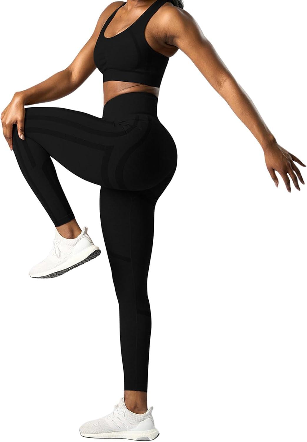 Scrunch Butt Lifting Seamless Leggings for Women High Waisted Tummy Control Striped Workout Pants