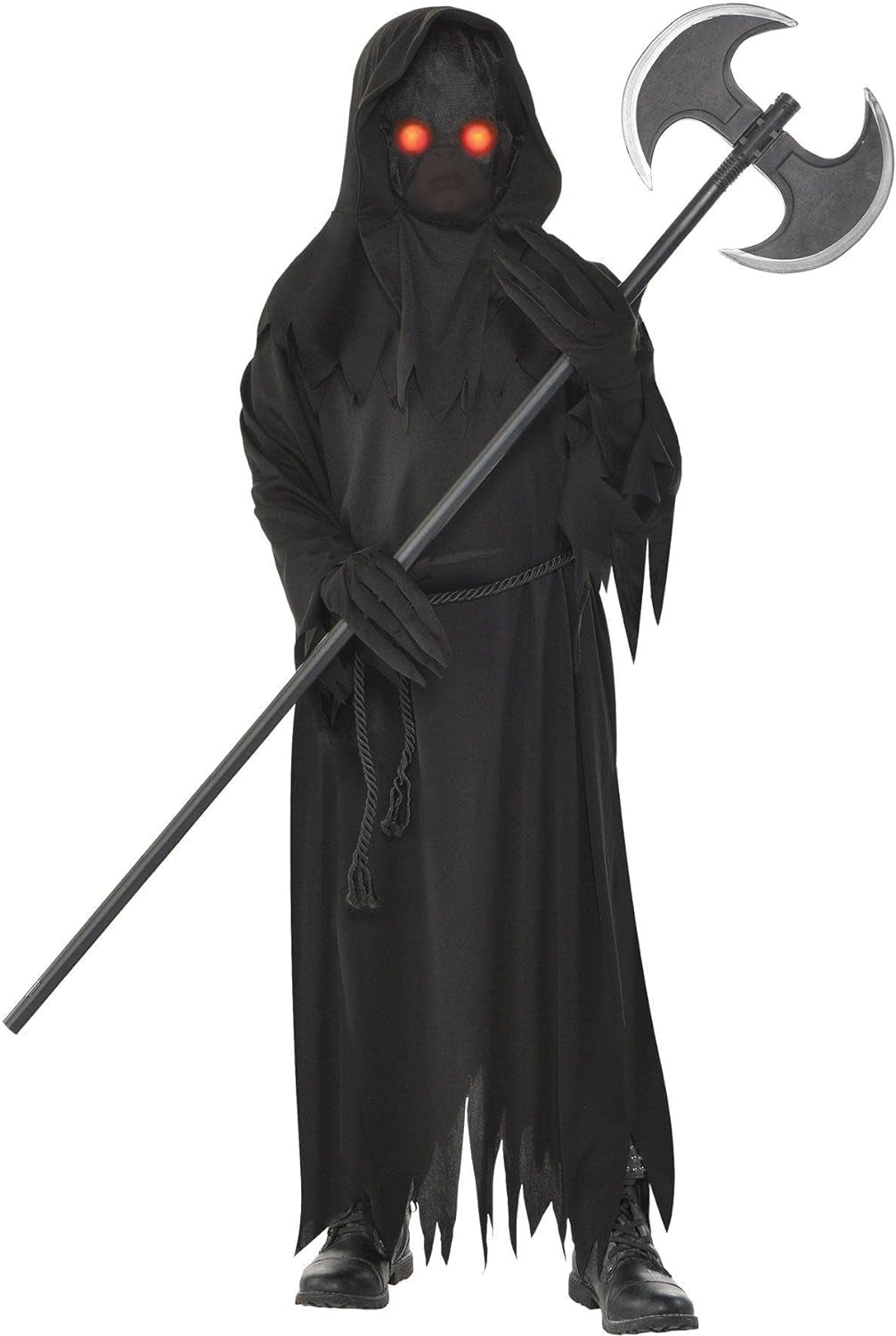 Kids All Black Glaring Reaper Costume Set - Small (4-6) - Perfect for Halloween, Creepy Parties & Scary-Themed Events