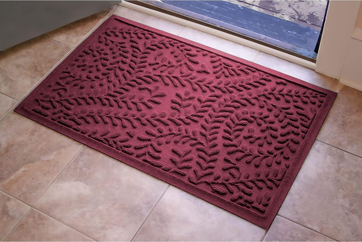Waterhog Door Mat, 2' X 3' Made in USA, Durable and Decorative Floor Covering, Skid Resistant, Indoor/Outdoor, Water-Trapping, Boxwood Collection, Bordeaux