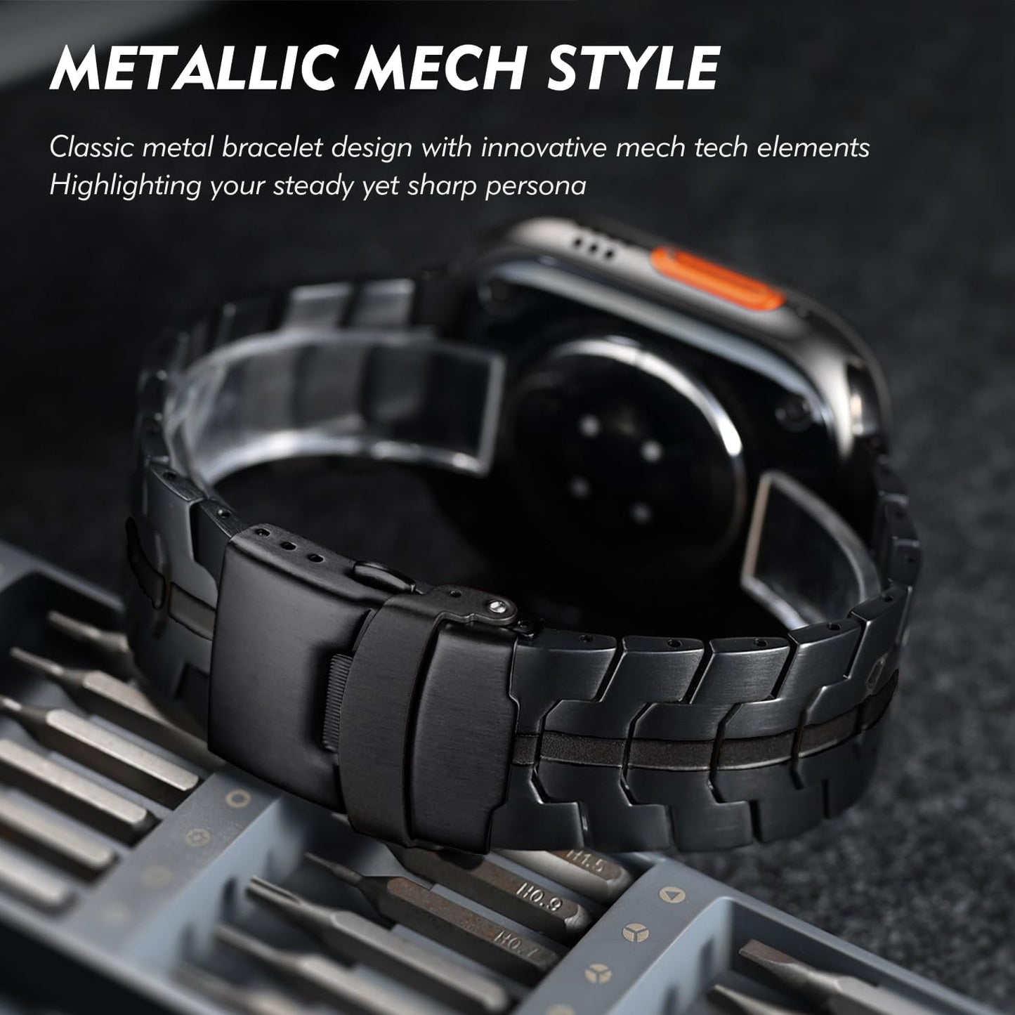 Titanium Band Compatible with Apple Watch Ultra & Ultra 2 (49Mm, 45Mm, 44Mm, 42Mm) - Adjustable Lightweight Titanium Metal Replacement Strap with Folding Clasp for Men and Women