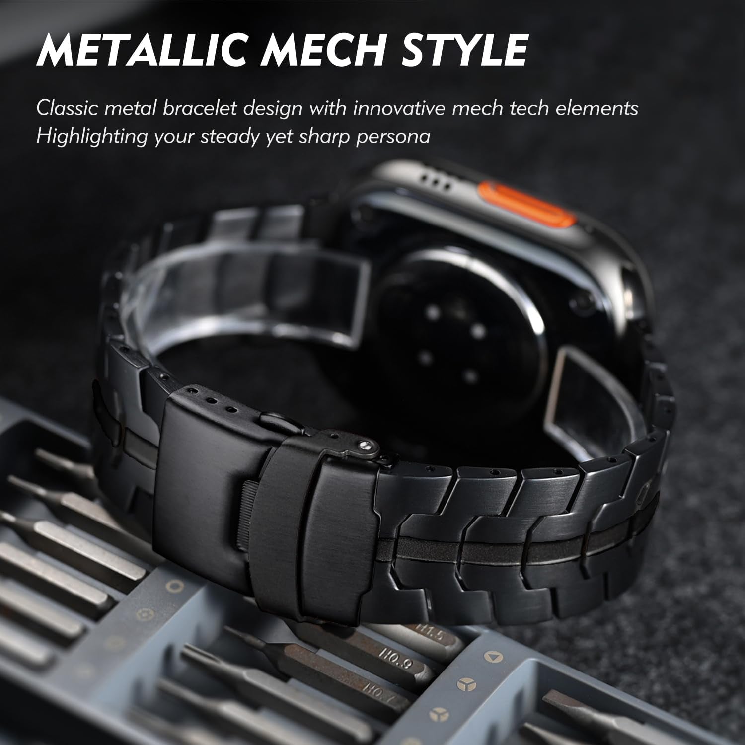 Titanium Band Compatible with Apple Watch Ultra & Ultra 2 (49Mm, 45Mm, 44Mm, 42Mm) - Adjustable Lightweight Titanium Metal Replacement Strap with Folding Clasp for Men and Women