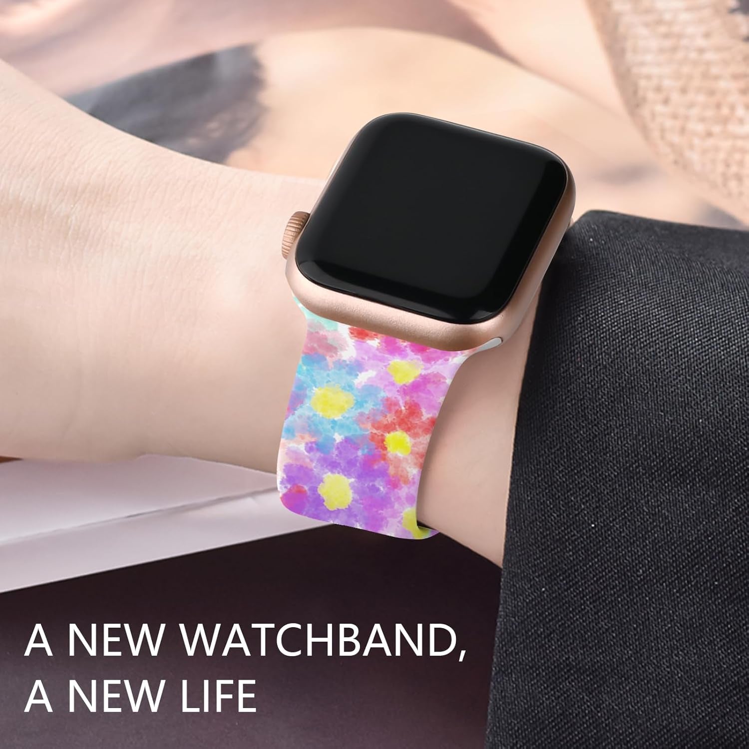 Floral Silicone Band Compatible with Apple Watch Bands for Women, 38Mm 40Mm 41Mm 42Mm 44Mm 45Mm 49Mm, for Iwatch Band Series 9 SE Ultra 8 7 6 5 4 3 2 1