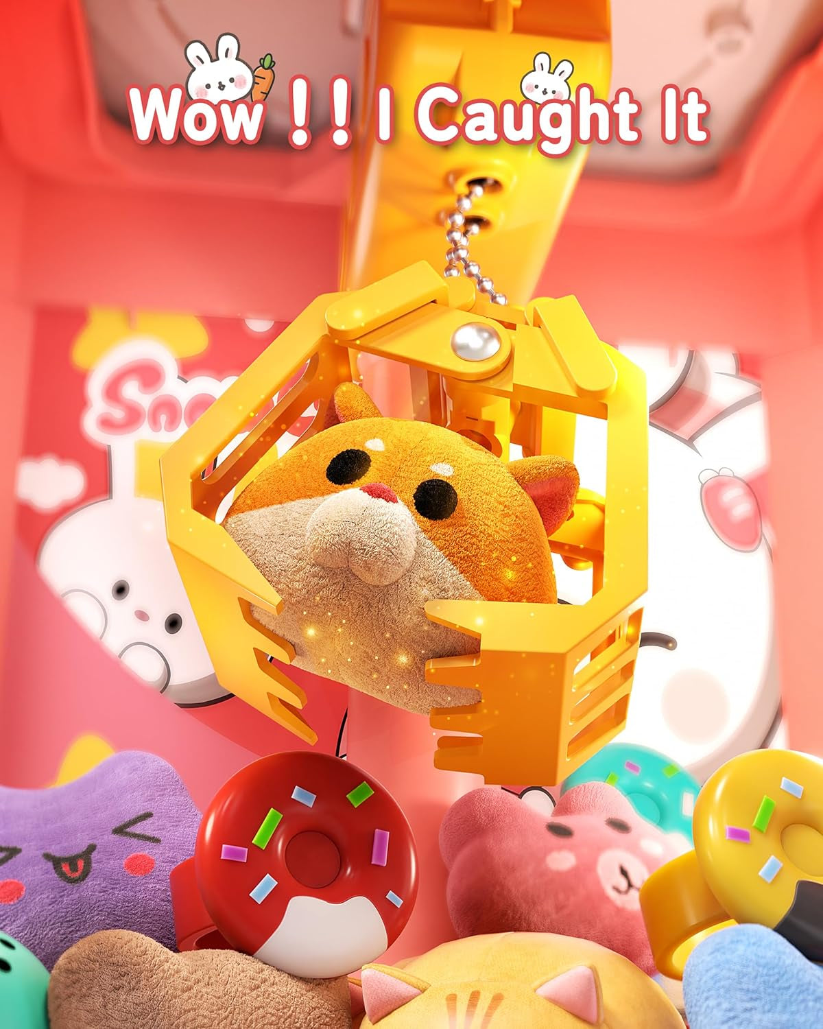 Rabbit Claw Machine for Kids, Mini Vending Machine with Game Coins & Music, Prize Dispenser Toys for Girls and Boys, Electronic Claw Game Machine for Party Birthdays, Includes 30 Mini Toys ZOUSA